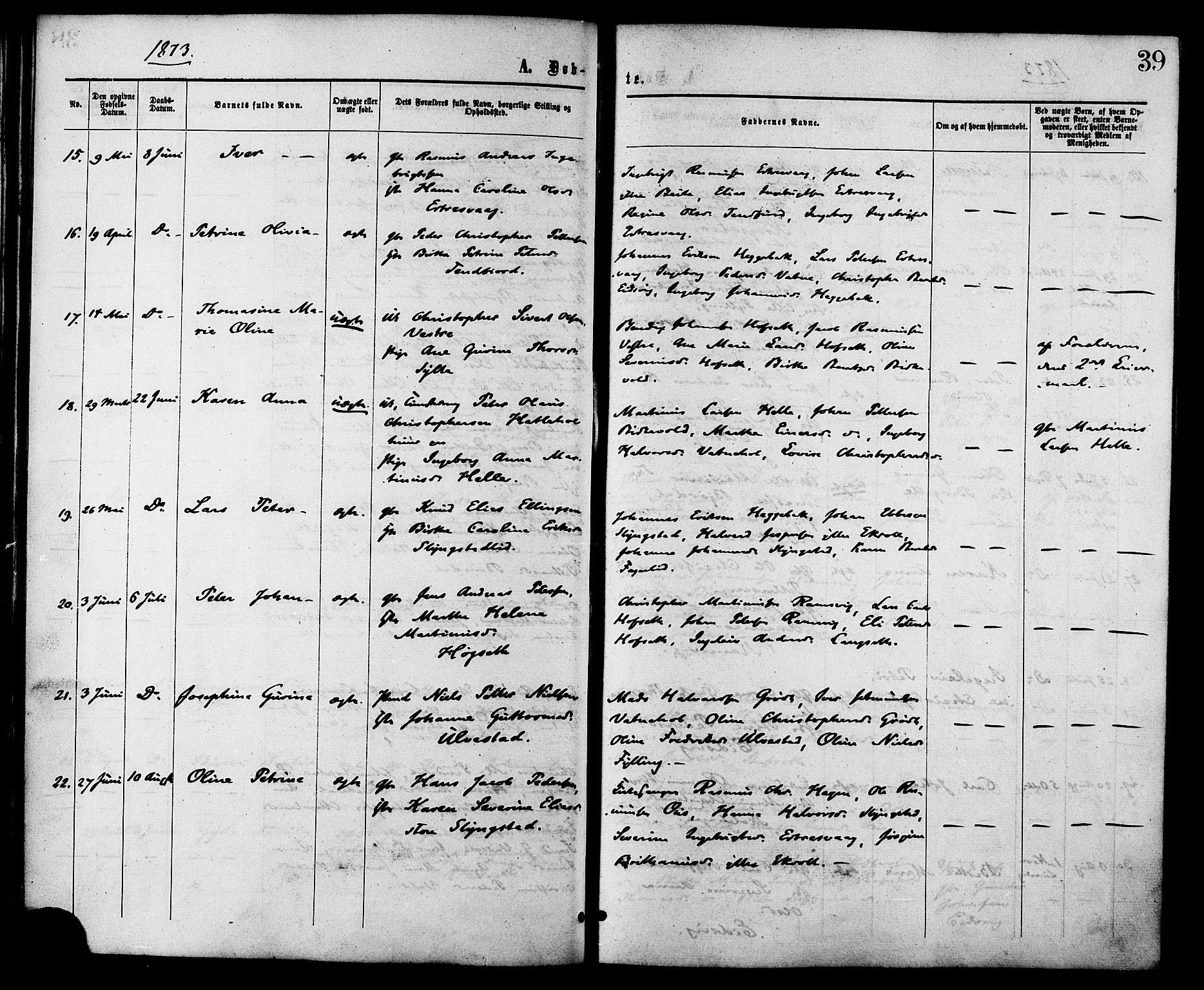 Ministerialprotokoller, klokkerbøker og fødselsregistre - Møre og Romsdal, AV/SAT-A-1454/525/L0373: Ministerialbok nr. 525A03, 1864-1879, s. 39