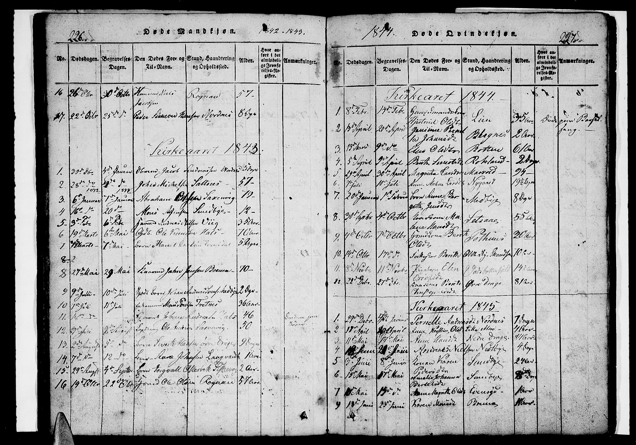 Ministerialprotokoller, klokkerbøker og fødselsregistre - Nordland, AV/SAT-A-1459/847/L0676: Klokkerbok nr. 847C04, 1821-1853, s. 226-227