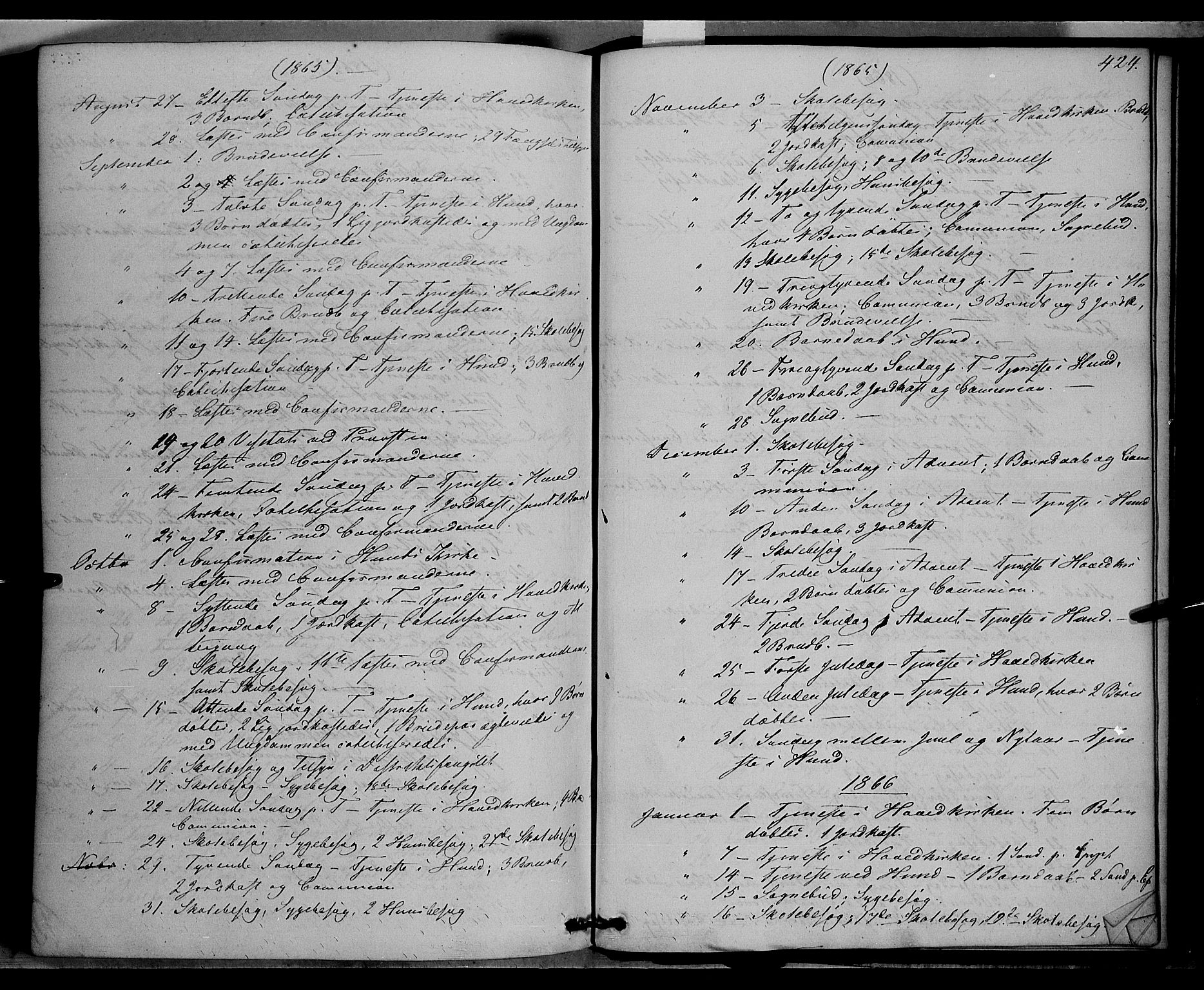 Vardal prestekontor, AV/SAH-PREST-100/H/Ha/Haa/L0006: Ministerialbok nr. 6, 1854-1866, s. 424