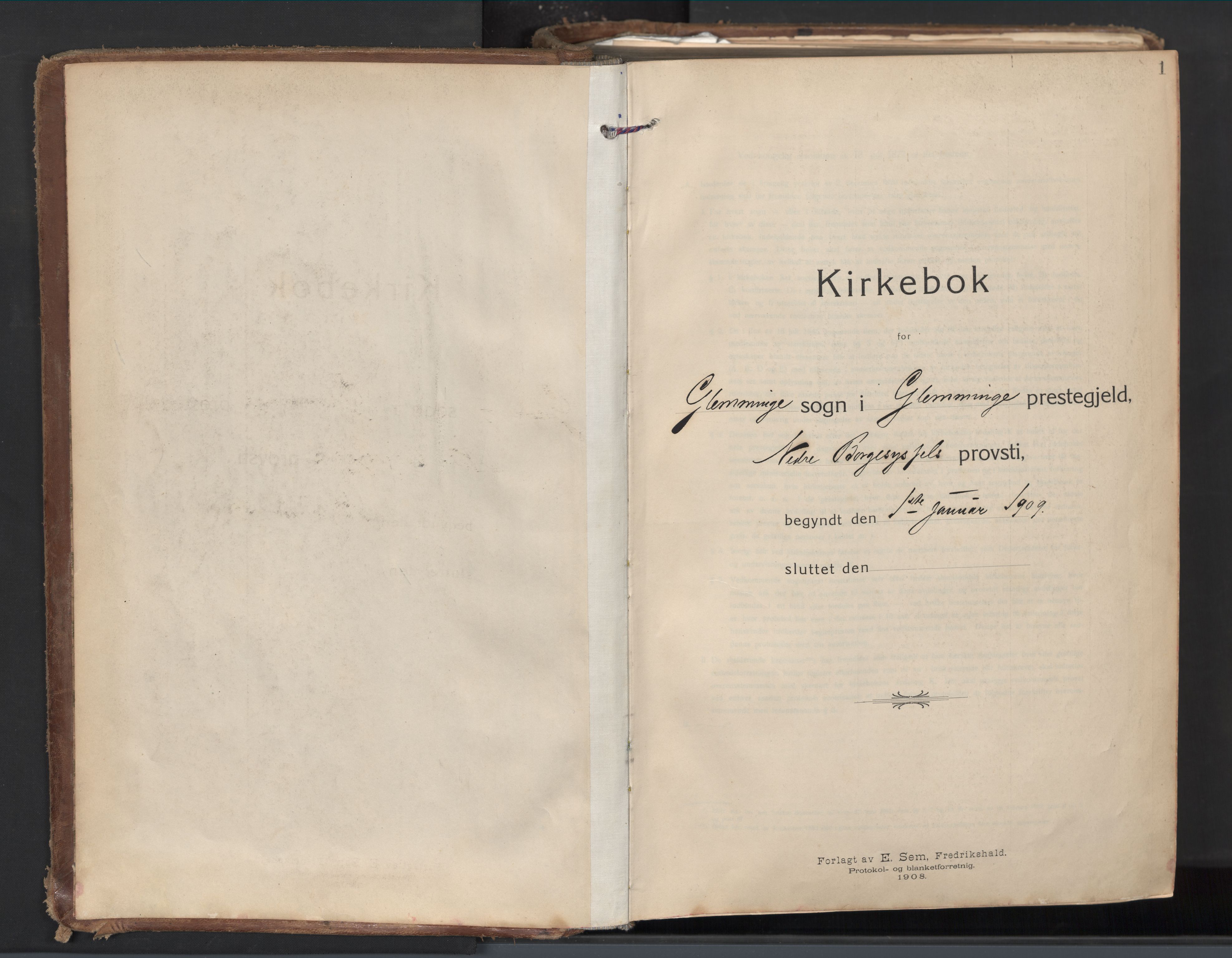 Glemmen prestekontor Kirkebøker, AV/SAO-A-10908/G/Ga/L0007: Klokkerbok nr. 7, 1909-1930, s. 1