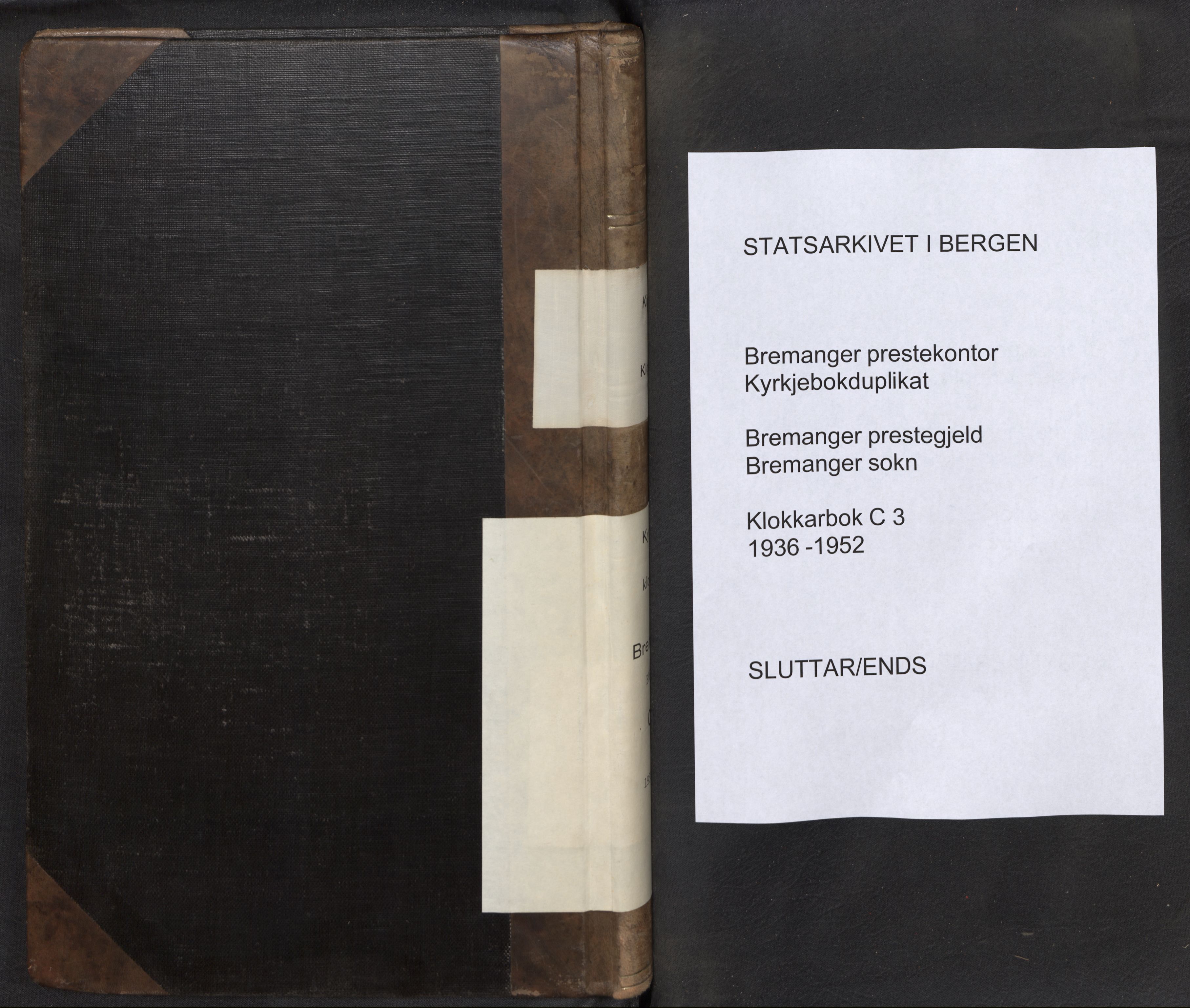 Bremanger sokneprestembete, SAB/A-82201/H/Hab/Habc/L0003: Klokkerbok nr. C 3, 1936-1952