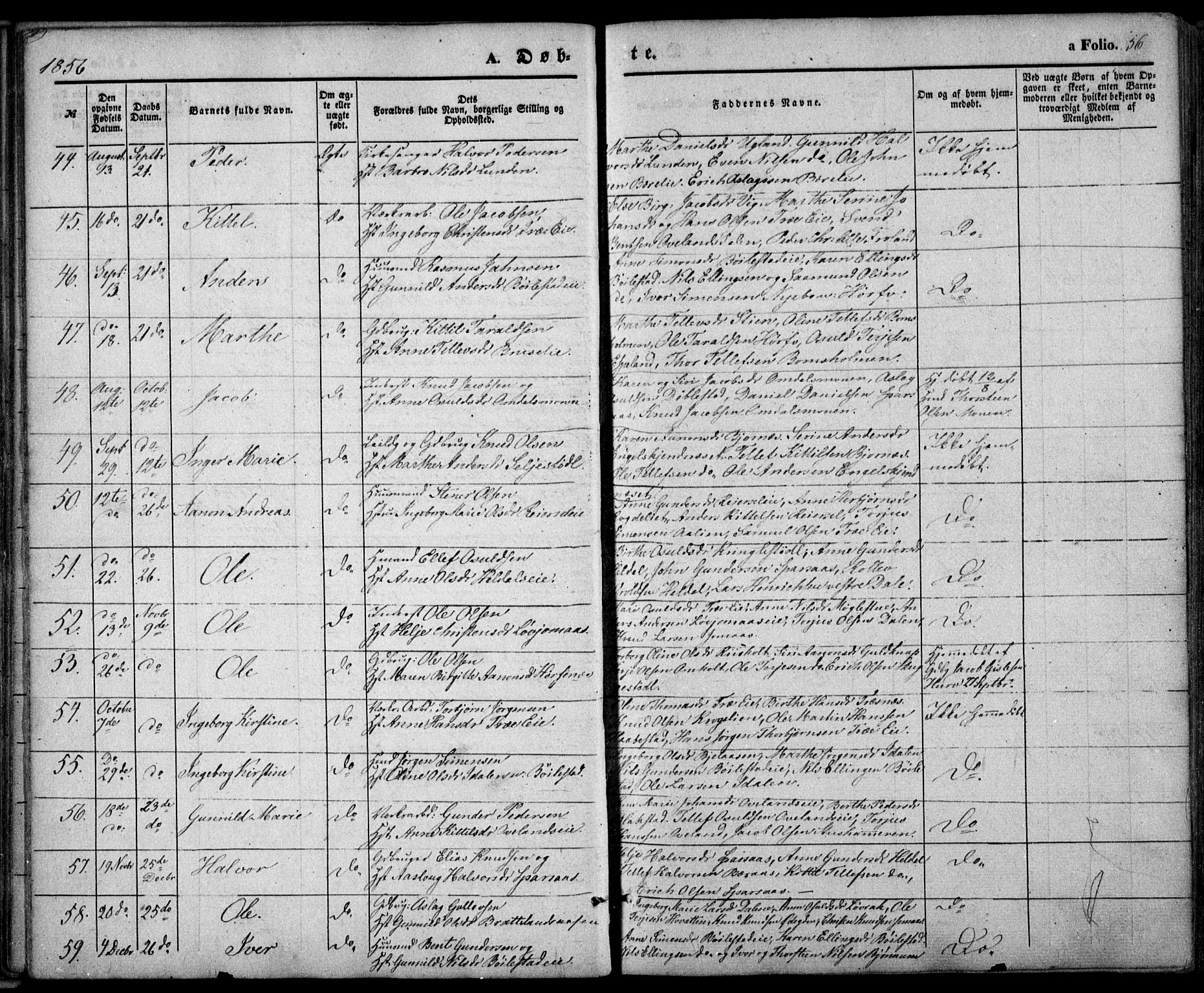 Froland sokneprestkontor, AV/SAK-1111-0013/F/Fa/L0002: Ministerialbok nr. A 2, 1845-1863, s. 56