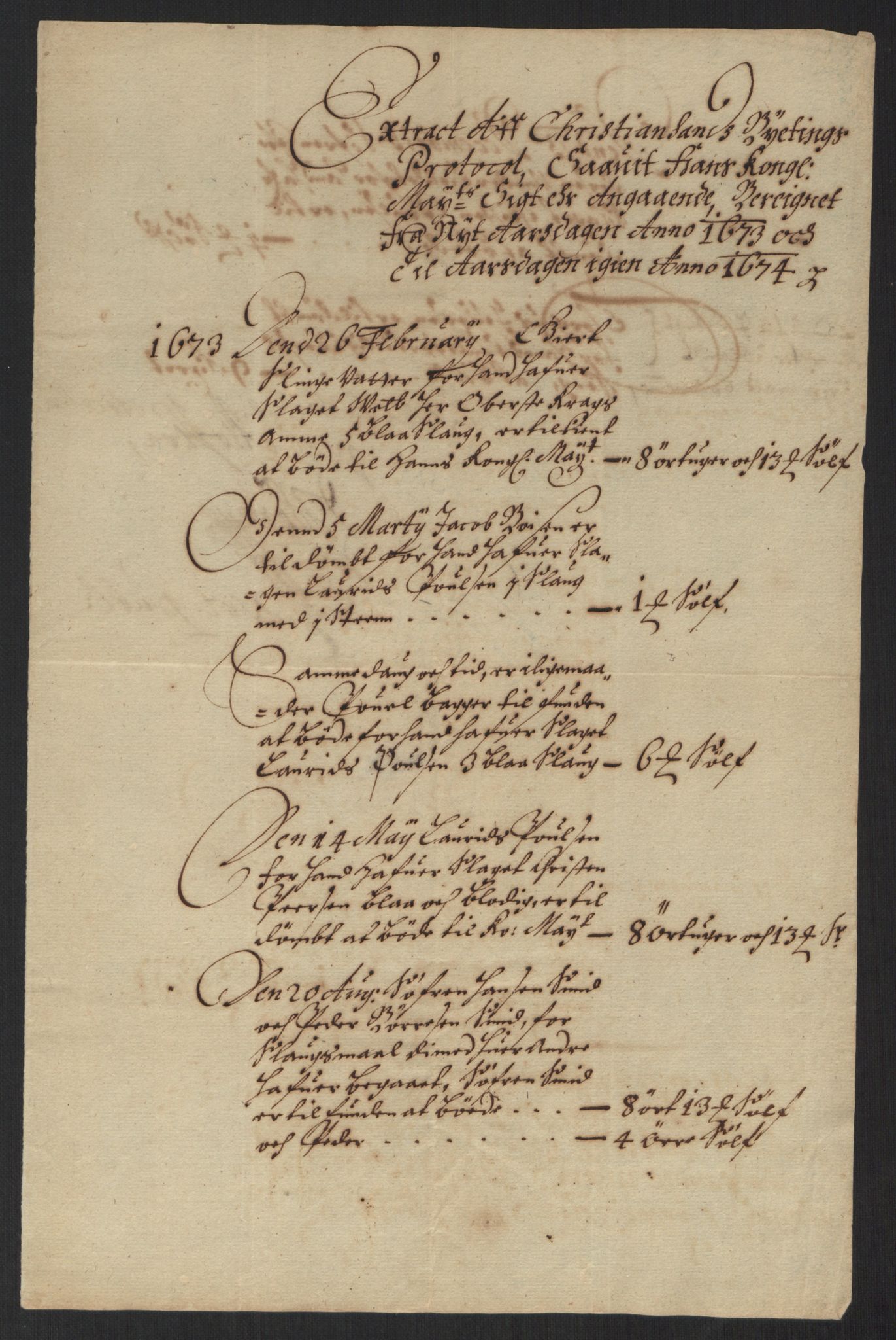 Rentekammeret inntil 1814, Reviderte regnskaper, Byregnskaper, AV/RA-EA-4066/R/Rm/L0284: [M17] Sikt og sakefall, 1658-1680, s. 69