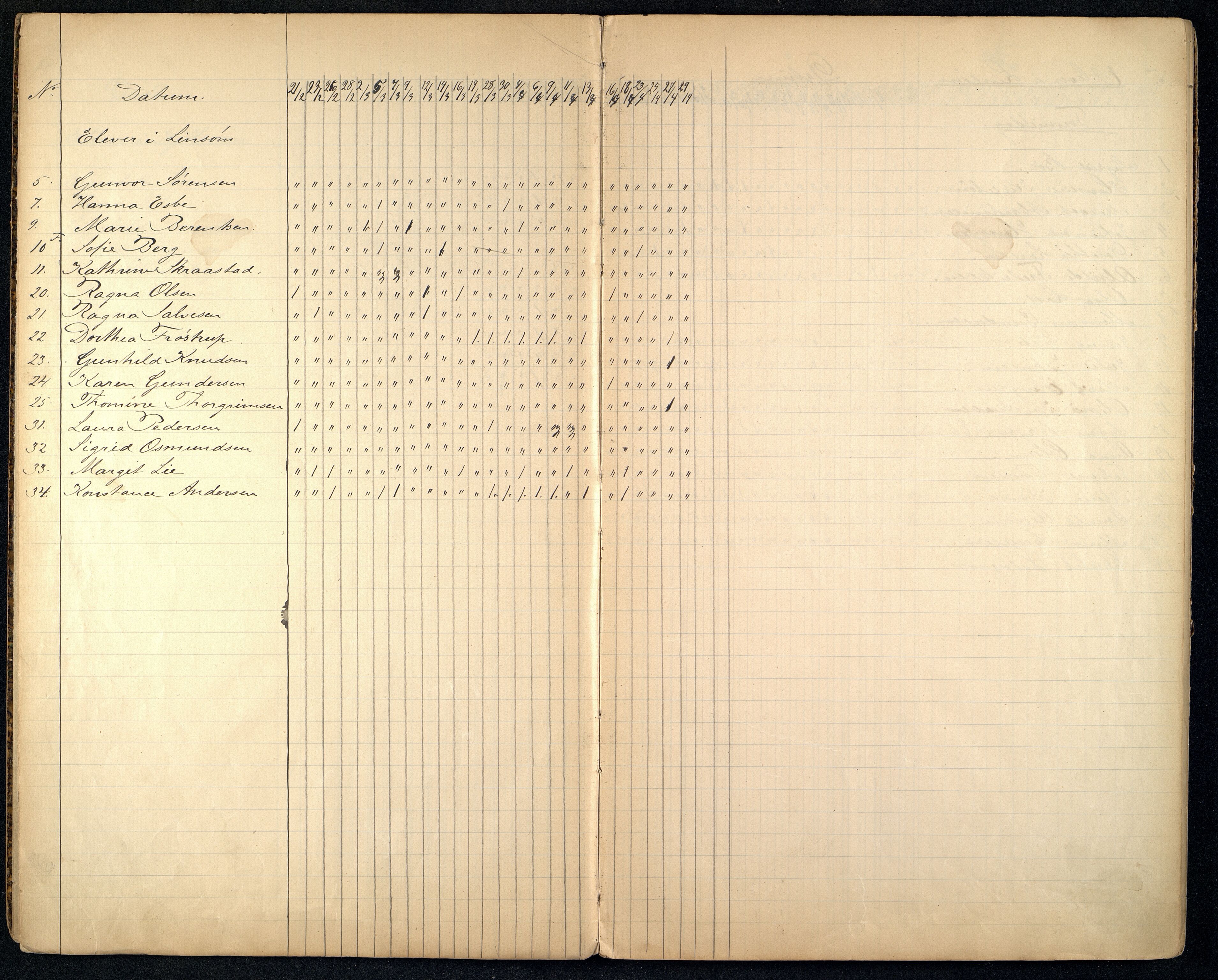 Kristiansand By - Kr.Sand Kvindelige Håndgjernings- og Tegneskole/ Kr.Sand Kvindelige Industriskole/ Husflidskolen, ARKSOR/1001KG554/I/Ia/L0002/0001: Dagbøker / Dagbok, kjolesøm og linsøm, 1893-1899