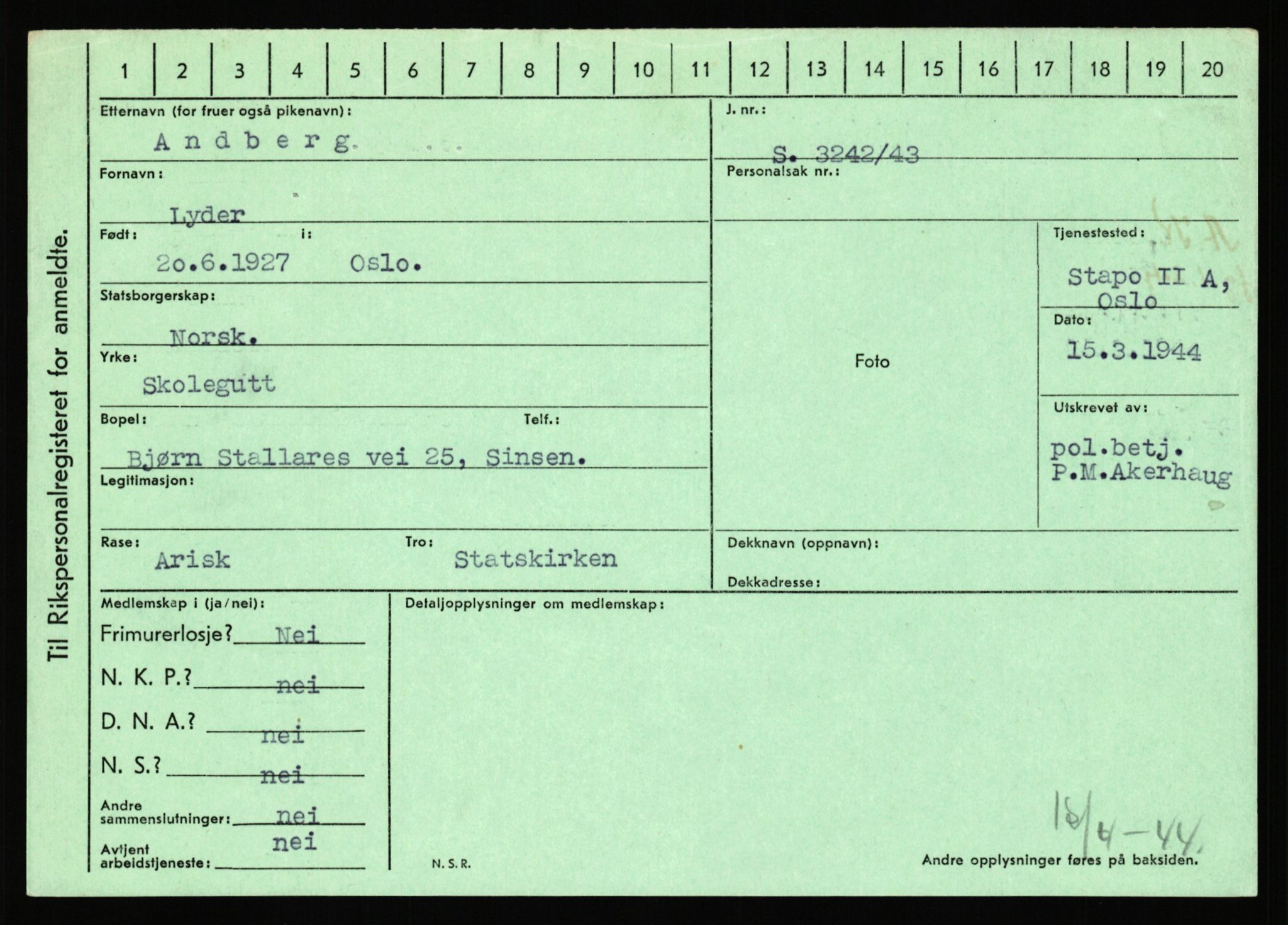 Statspolitiet - Hovedkontoret / Osloavdelingen, AV/RA-S-1329/C/Ca/L0001: Aabakken - Armann, 1943-1945, s. 1921