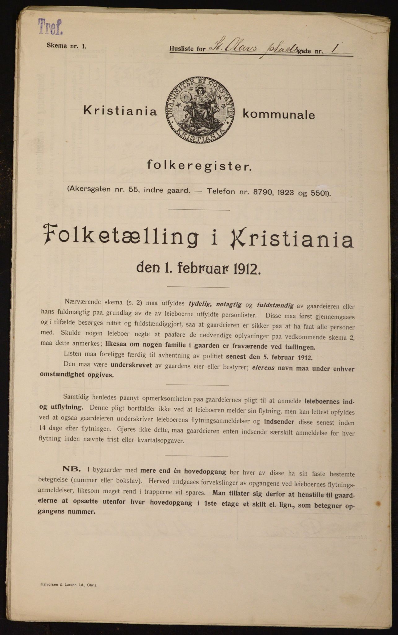 OBA, Kommunal folketelling 1.2.1912 for Kristiania, 1912, s. 88606