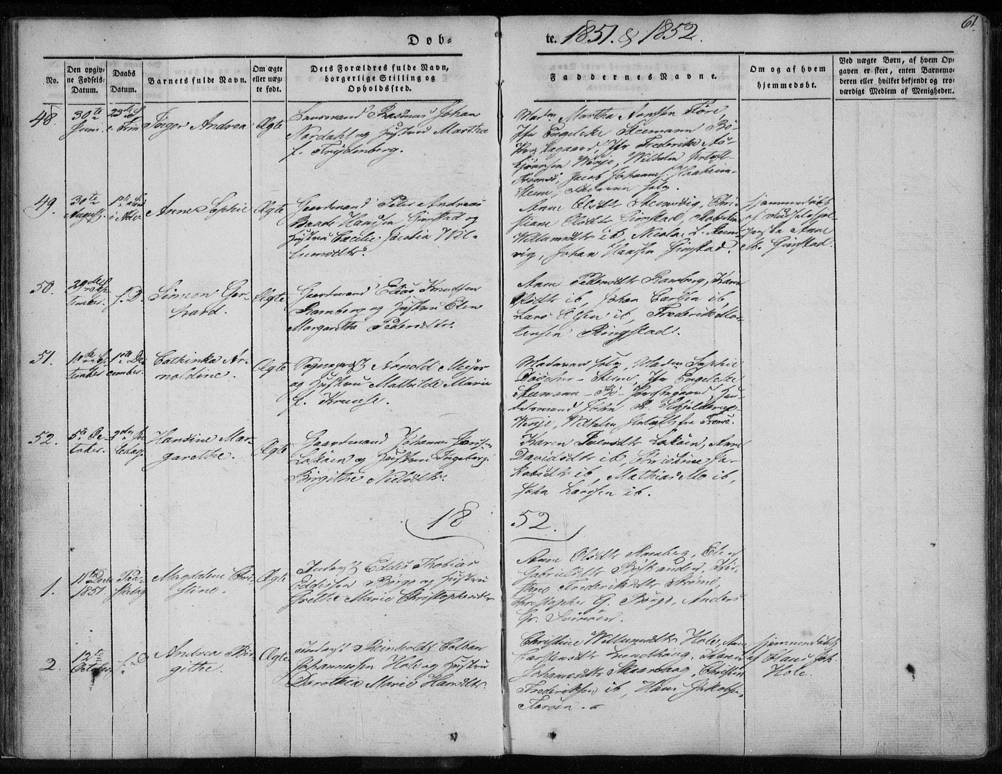 Ministerialprotokoller, klokkerbøker og fødselsregistre - Nordland, AV/SAT-A-1459/891/L1299: Ministerialbok nr. 891A04, 1841-1856, s. 61