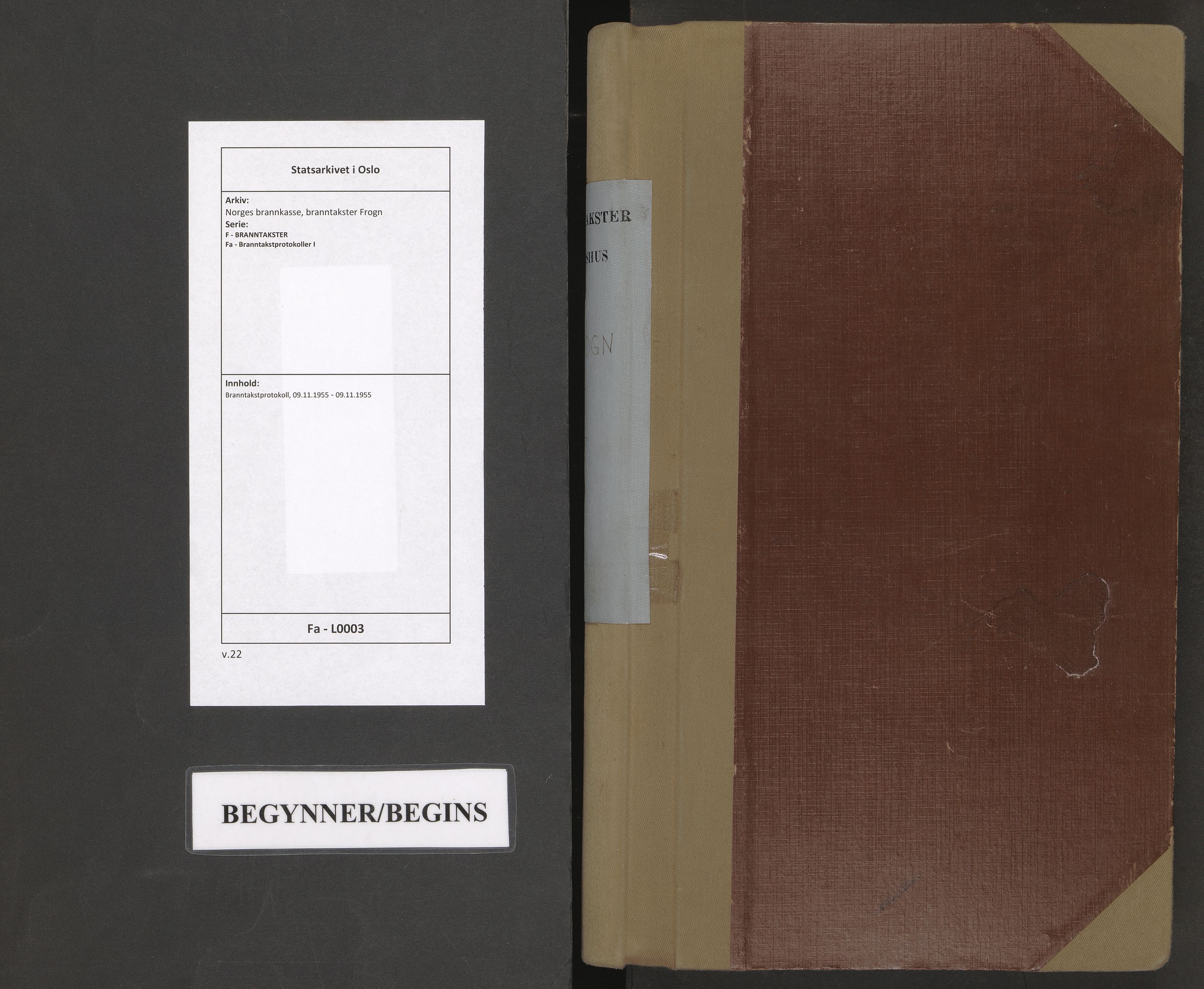 Norges brannkasse, branntakster Frogn, SAO/A-11385/F/Fa/L0003: Branntakstprotokoll, 1955
