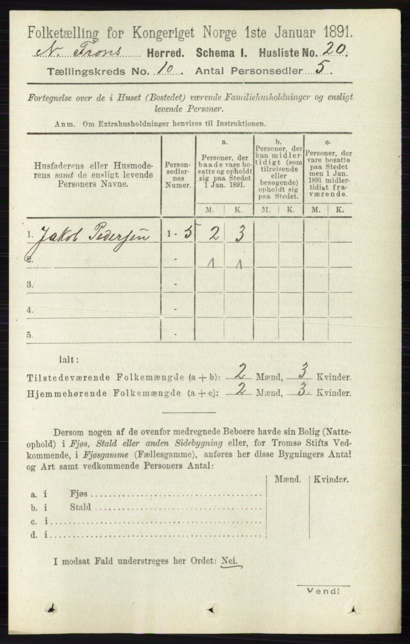 RA, Folketelling 1891 for 0518 Nord-Fron herred, 1891, s. 4321