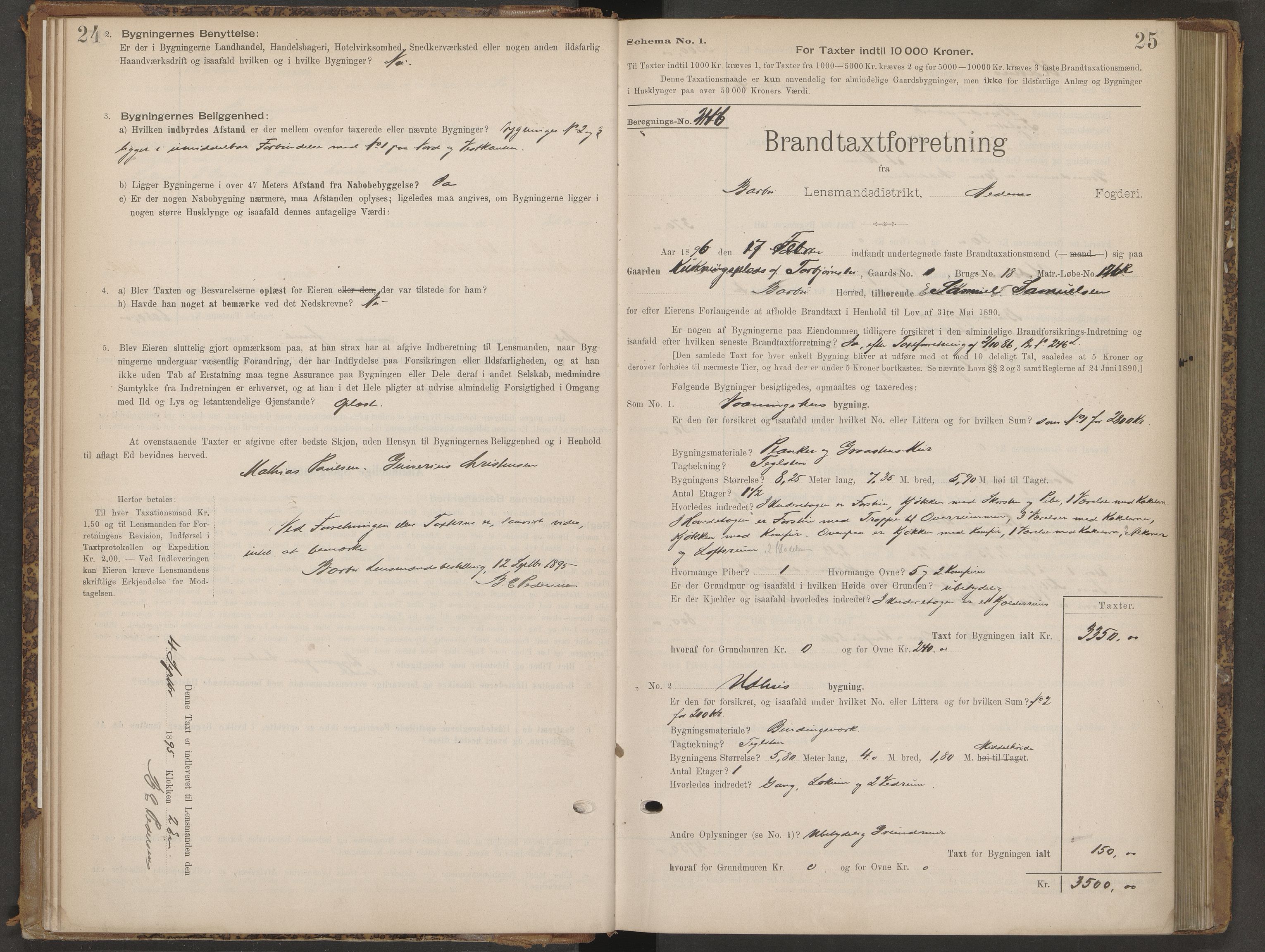 Norges Brannkasse Arendal, AV/SAK-2241-0002/F/Fa/L0024: Branntakstprotokoll nr. 22 for Barbu med gnr./bnr.register, 1895-1901