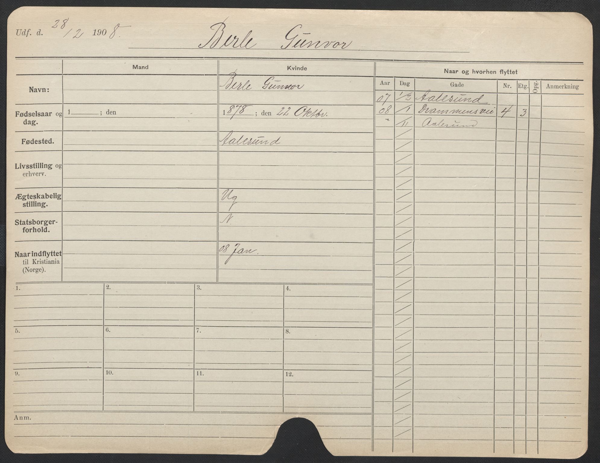 Oslo folkeregister, Registerkort, AV/SAO-A-11715/F/Fa/Fac/L0013: Kvinner, 1906-1914, s. 270a