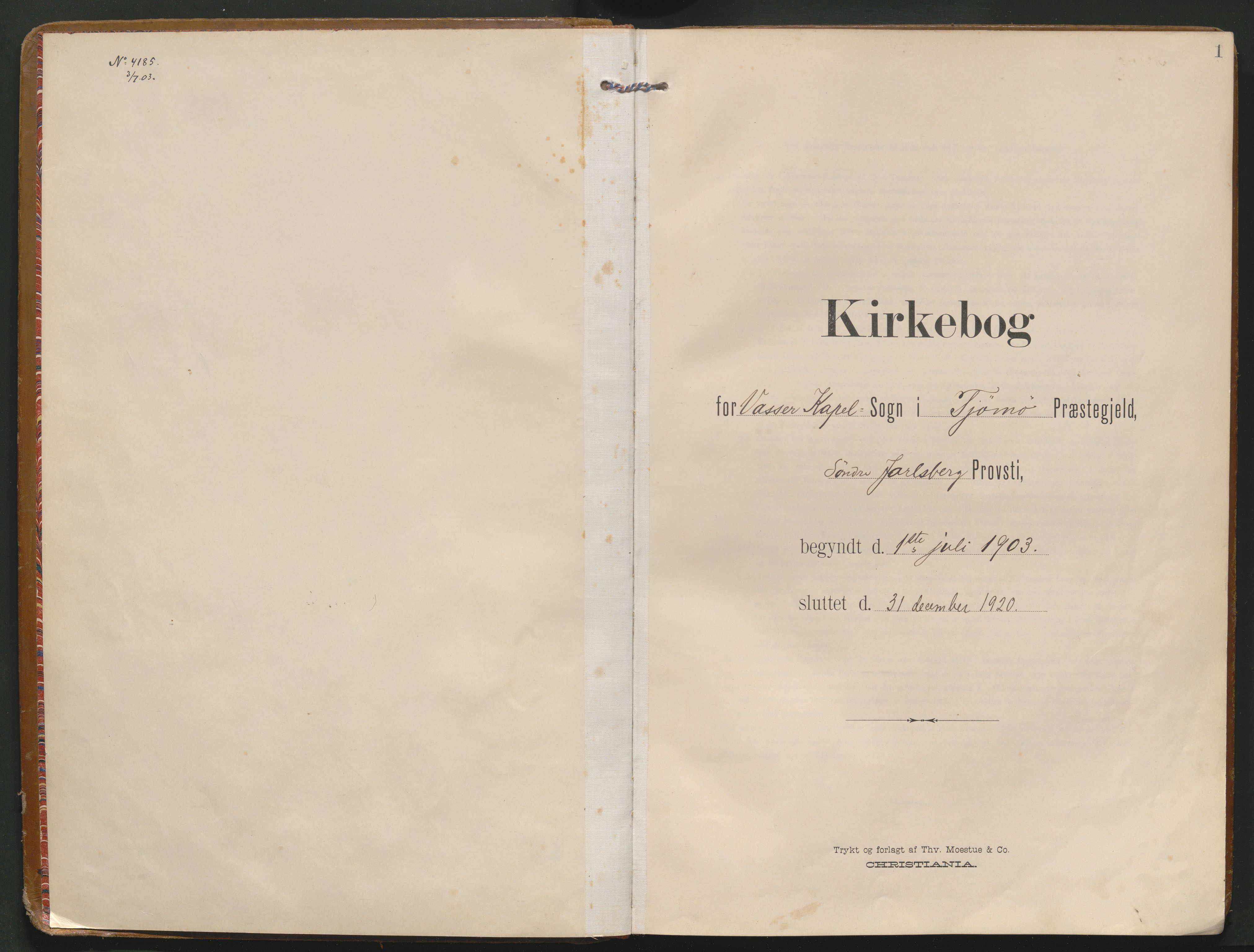 Tjøme kirkebøker, AV/SAKO-A-328/F/Fb/L0001: Ministerialbok nr. II 1, 1903-1920