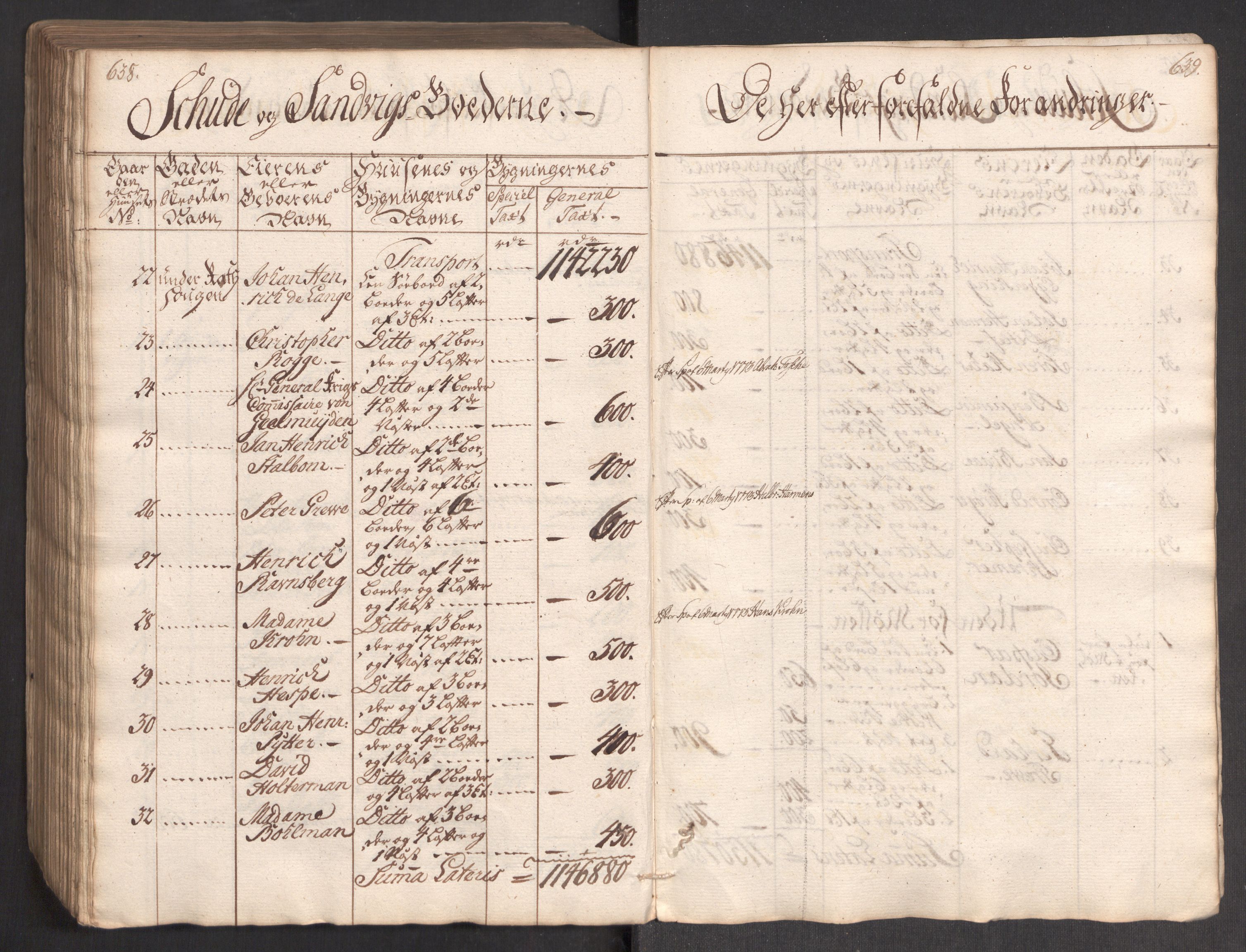 Kommersekollegiet, Brannforsikringskontoret 1767-1814, AV/RA-EA-5458/F/Fa/L0004/0002: Bergen / Branntakstprotokoll, 1767, s. 638-639