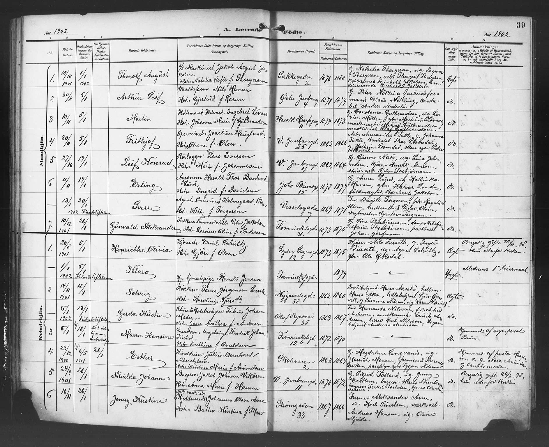 Johanneskirken sokneprestembete, AV/SAB-A-76001/H/Hab: Klokkerbok nr. A 2, 1900-1912, s. 39