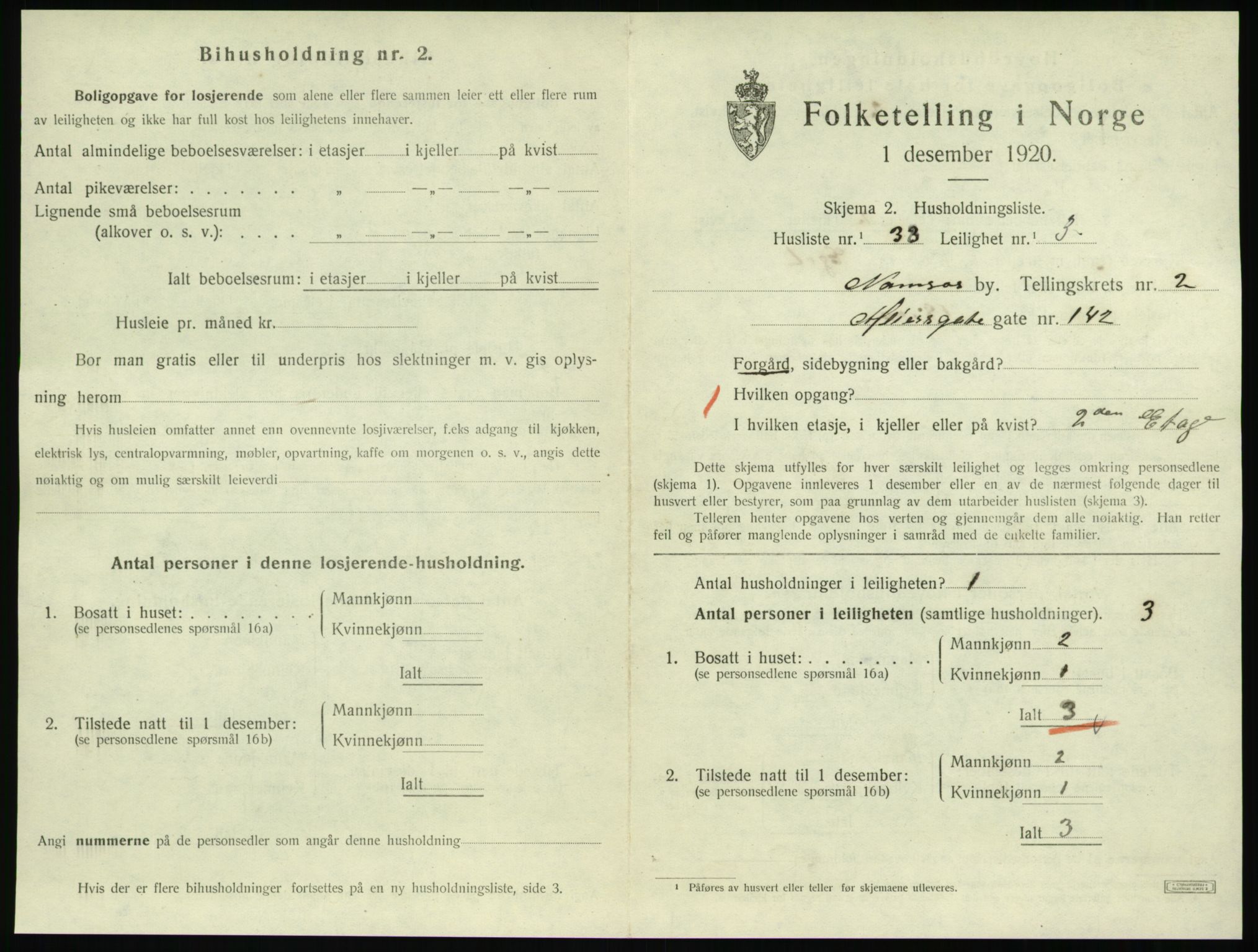 SAT, Folketelling 1920 for 1703 Namsos ladested, 1920, s. 1095