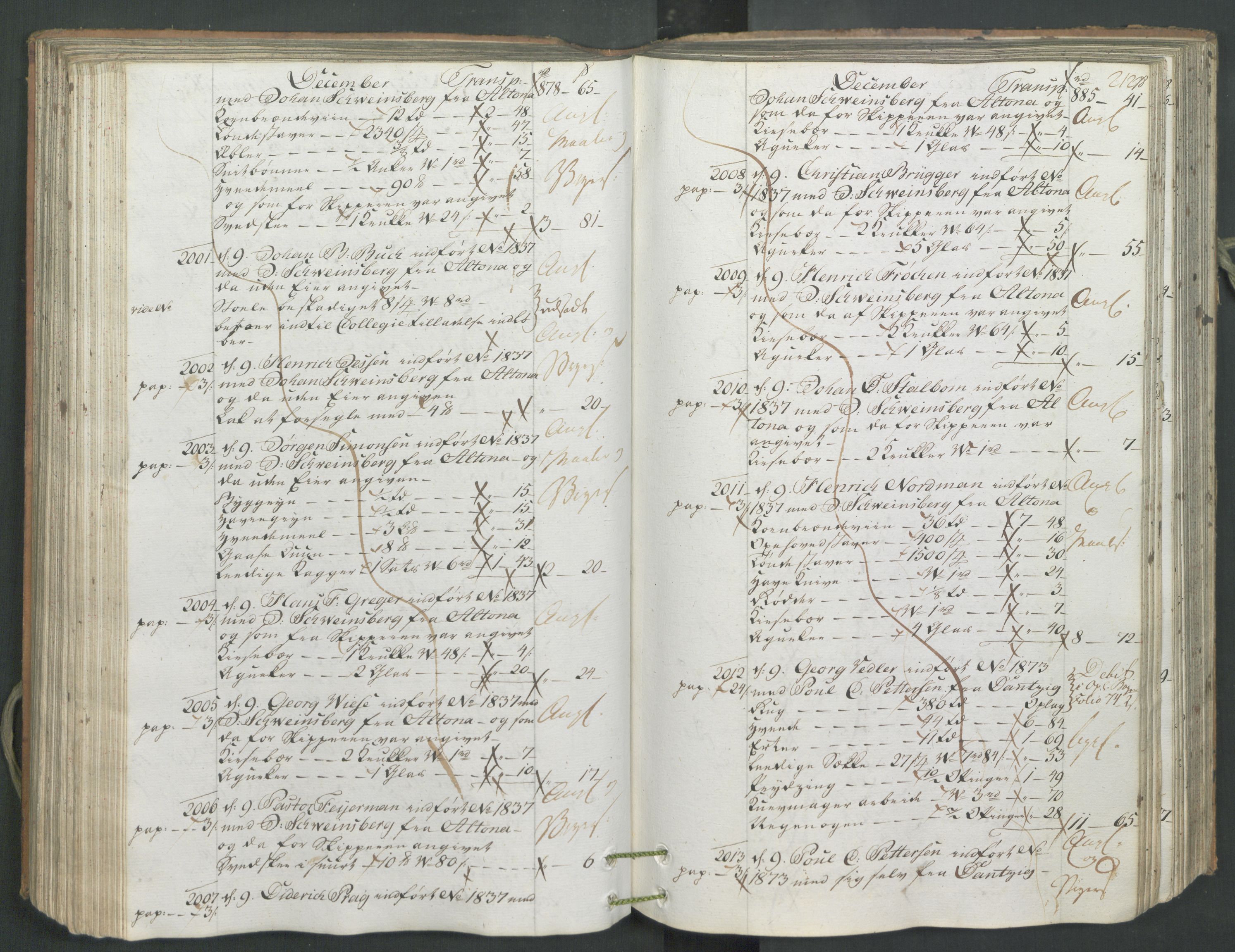Generaltollkammeret, tollregnskaper, AV/RA-EA-5490/R26/L0222/0001: Tollregnskaper Bergen A / Inngående hovedtollbok, 1786, s. 211b-212a
