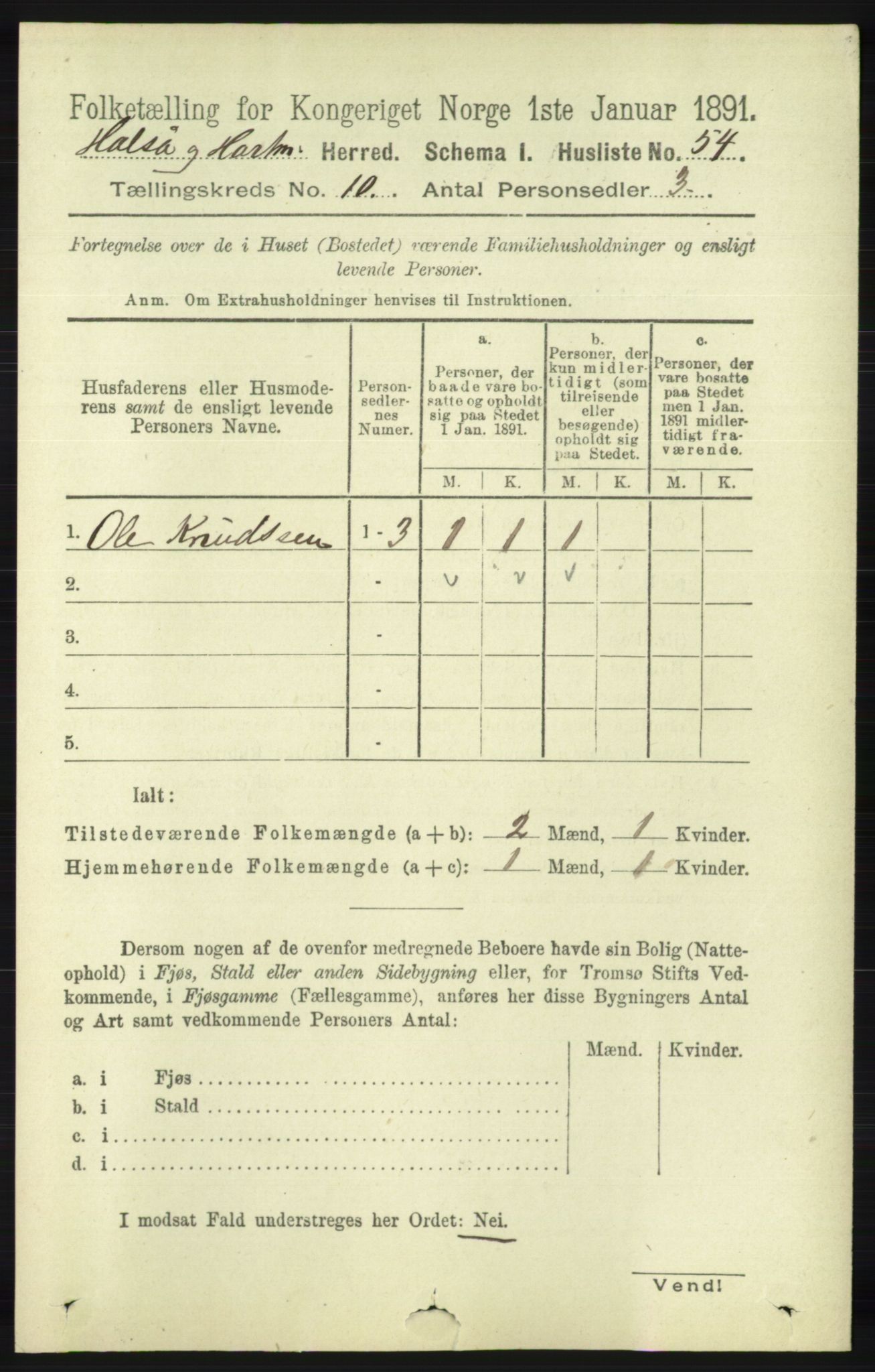 RA, Folketelling 1891 for 1019 Halse og Harkmark herred, 1891, s. 3757