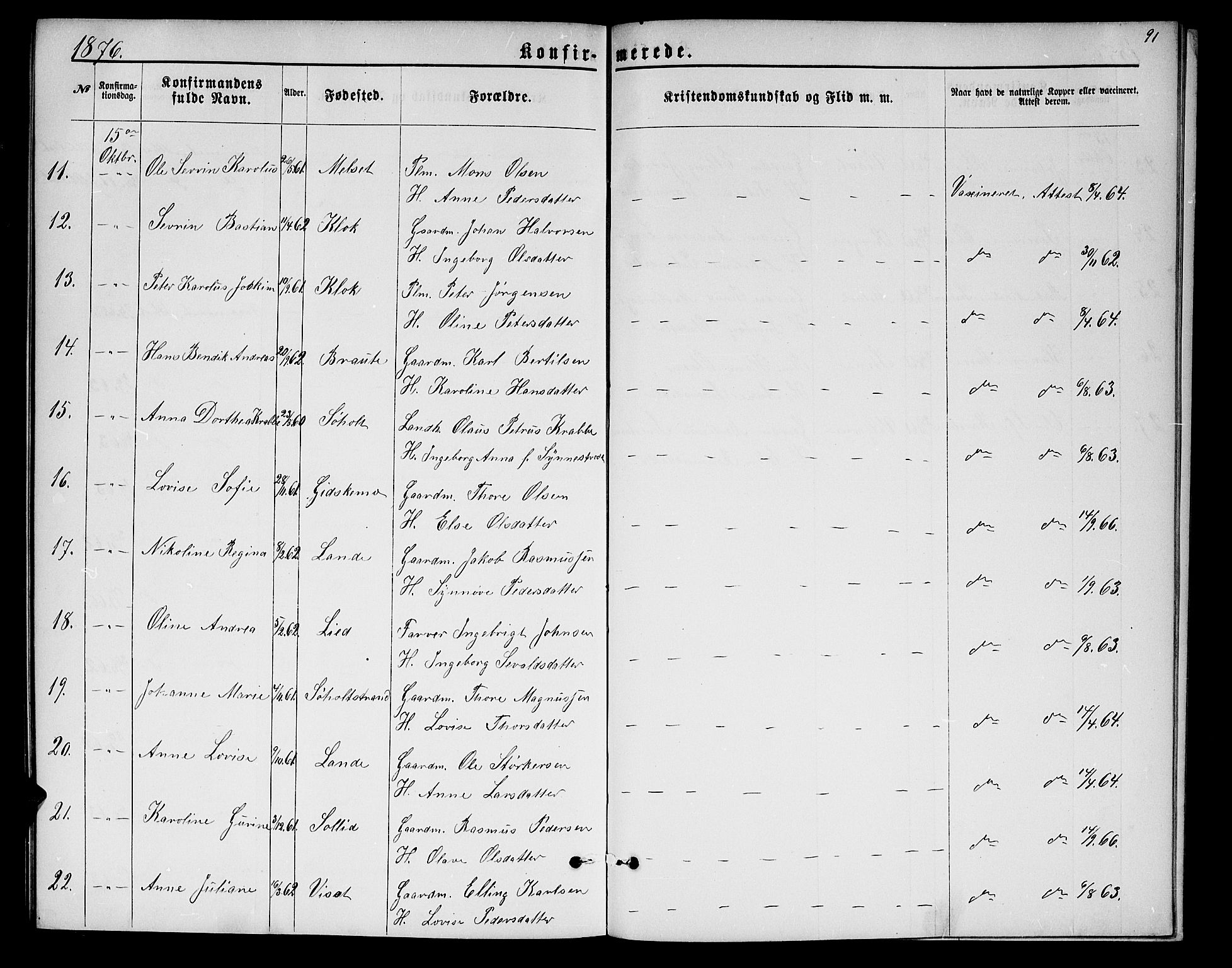 Ministerialprotokoller, klokkerbøker og fødselsregistre - Møre og Romsdal, AV/SAT-A-1454/522/L0325: Klokkerbok nr. 522C04, 1872-1877, s. 91