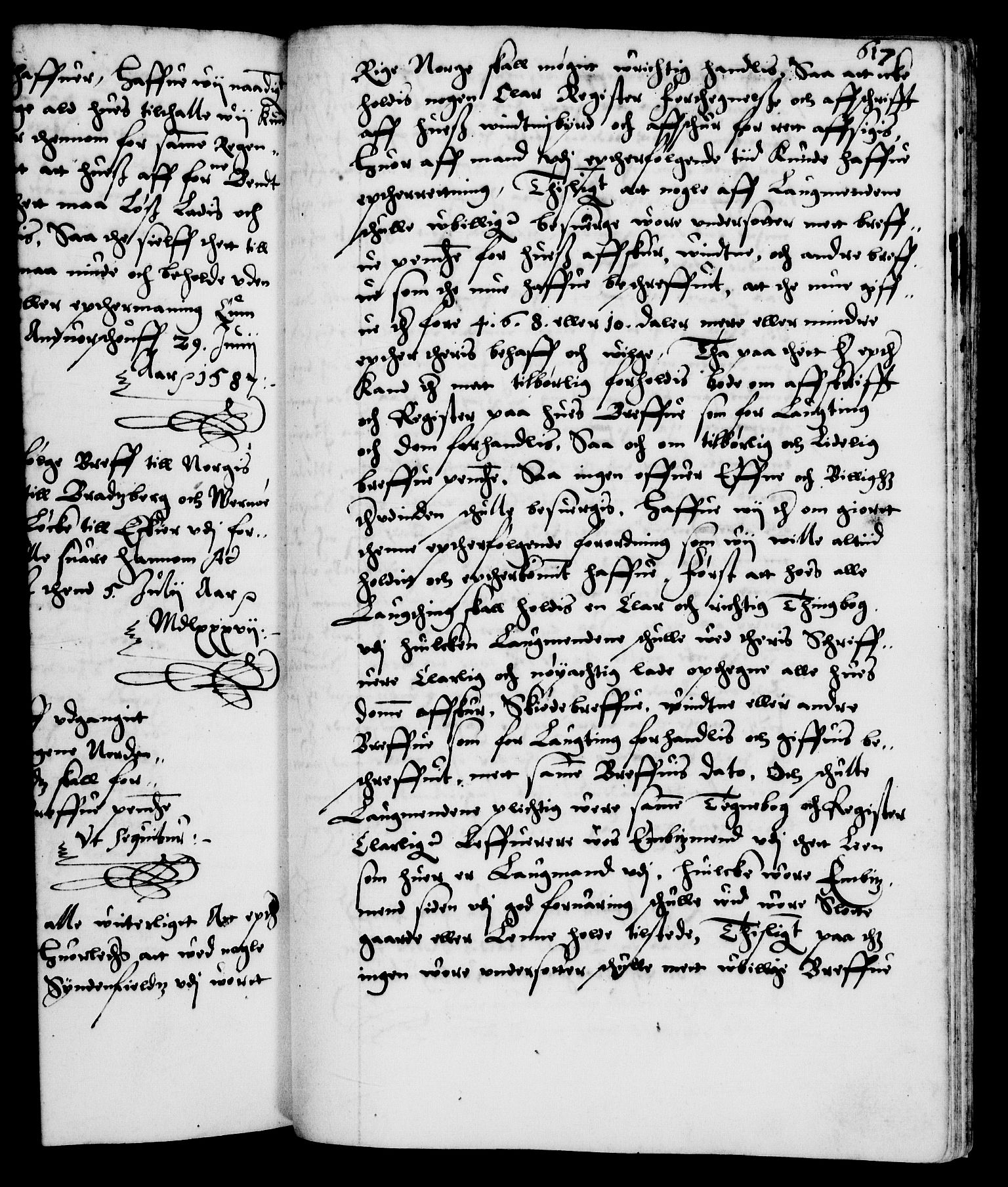 Danske Kanselli 1572-1799, AV/RA-EA-3023/F/Fc/Fca/Fcaa/L0001: Norske registre (mikrofilm), 1572-1588, s. 617a