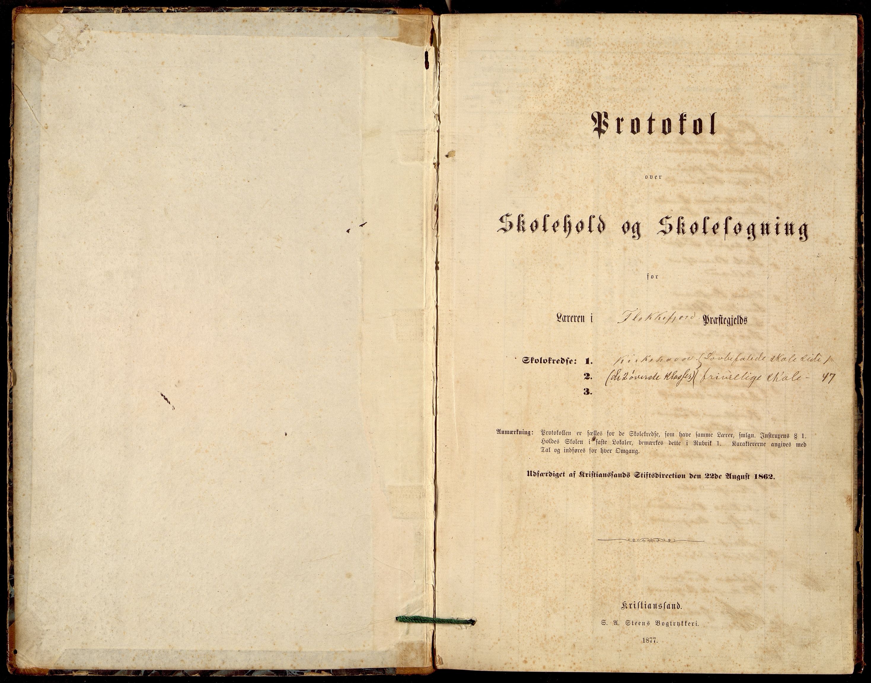 Hidra kommune - Kirkehavn Skole, ARKSOR/1004HI555/H/L0001: Skoleprotokoll, 1875-1895