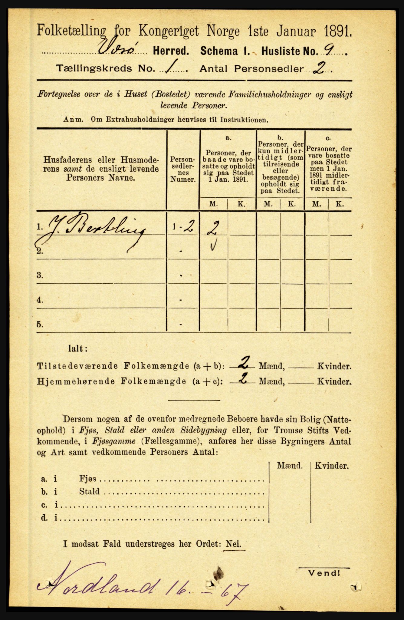 RA, Folketelling 1891 for 1857 Værøy herred, 1891, s. 22