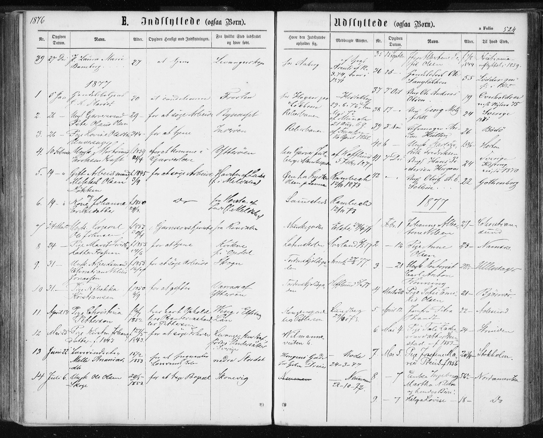 Ministerialprotokoller, klokkerbøker og fødselsregistre - Sør-Trøndelag, AV/SAT-A-1456/601/L0055: Ministerialbok nr. 601A23, 1866-1877, s. 524