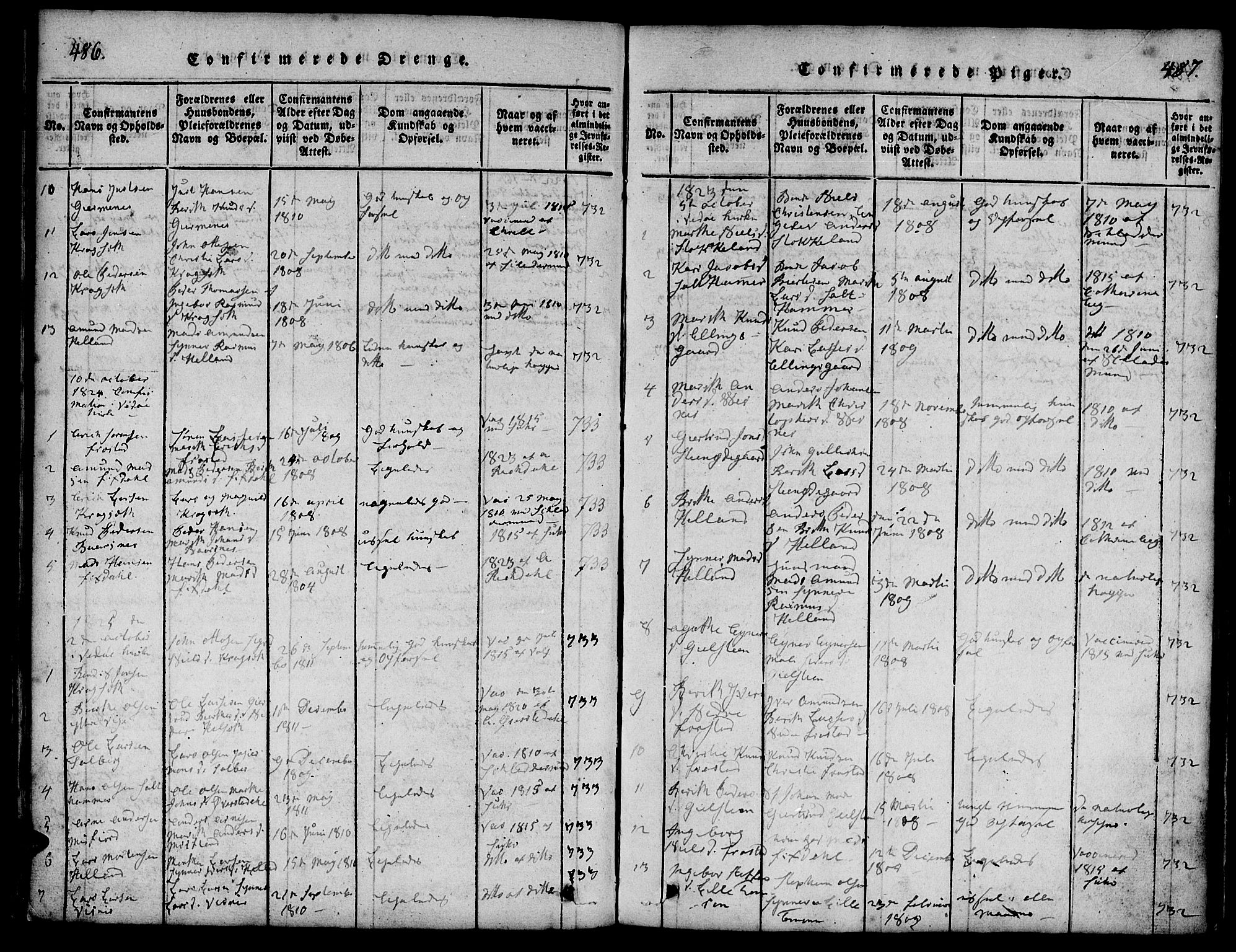 Ministerialprotokoller, klokkerbøker og fødselsregistre - Møre og Romsdal, AV/SAT-A-1454/539/L0528: Ministerialbok nr. 539A01, 1818-1847, s. 486-487