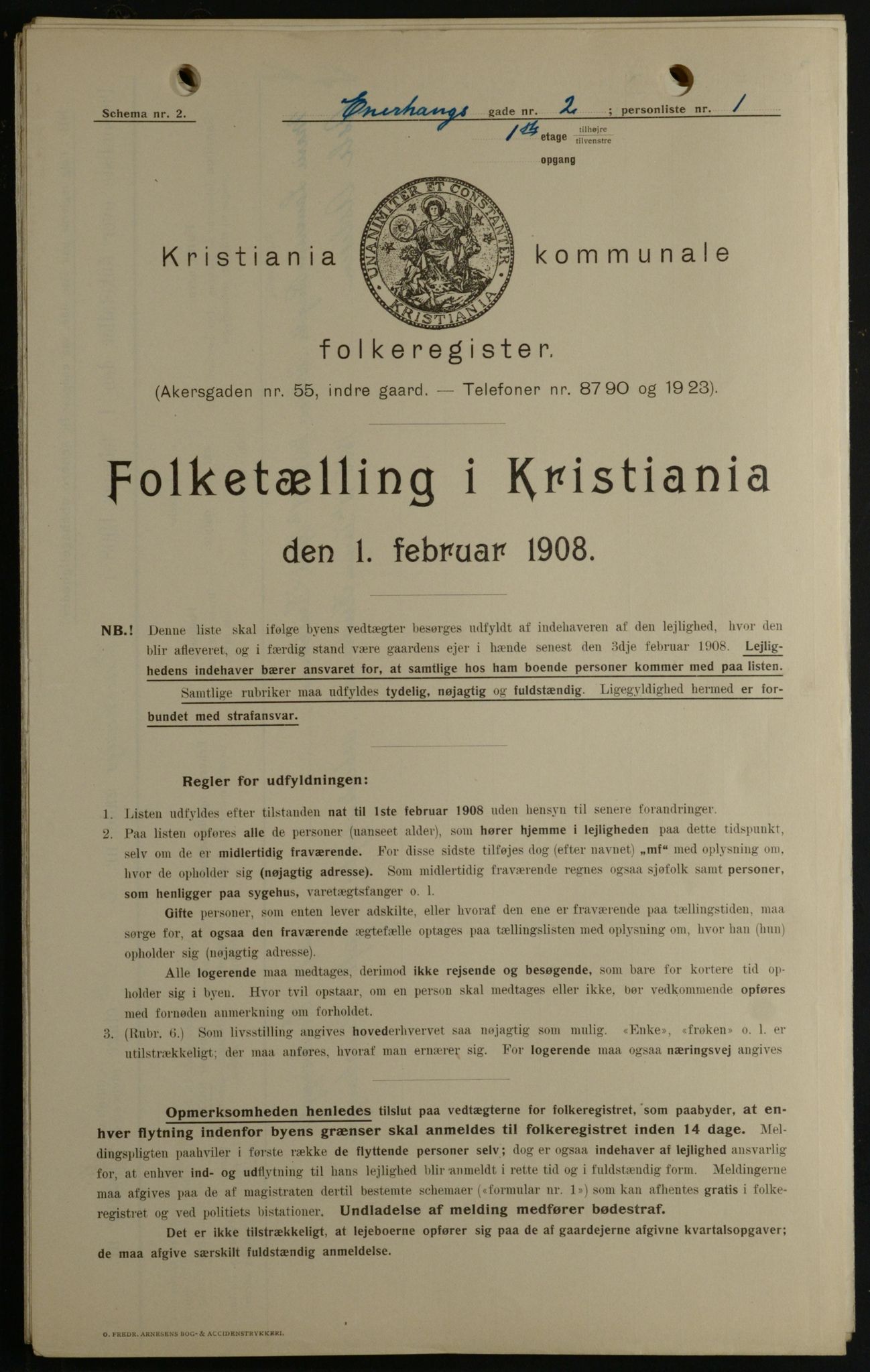 OBA, Kommunal folketelling 1.2.1908 for Kristiania kjøpstad, 1908, s. 19593