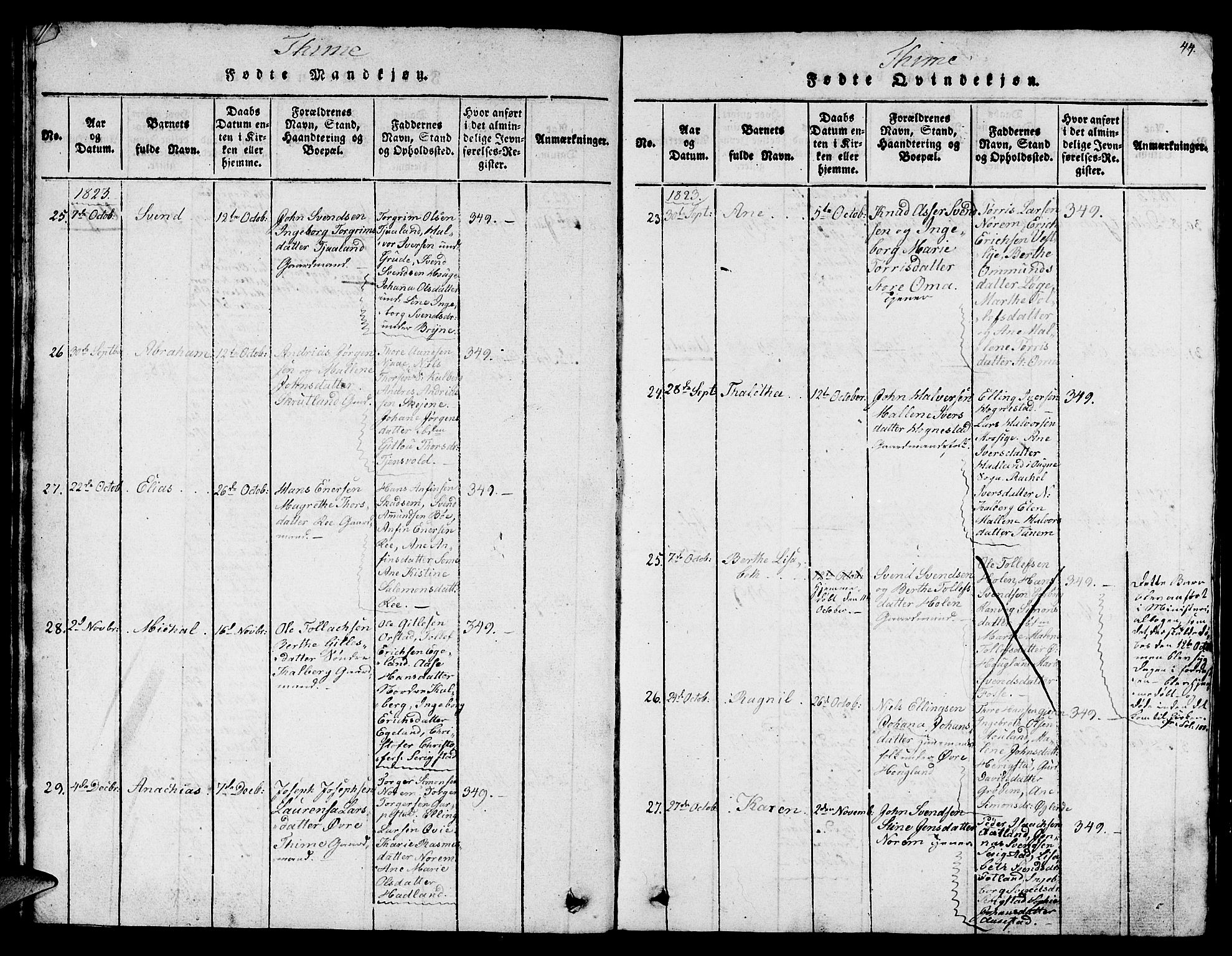 Lye sokneprestkontor, AV/SAST-A-101794/001/30BB/L0001: Klokkerbok nr. B 1 /1, 1816-1826, s. 44