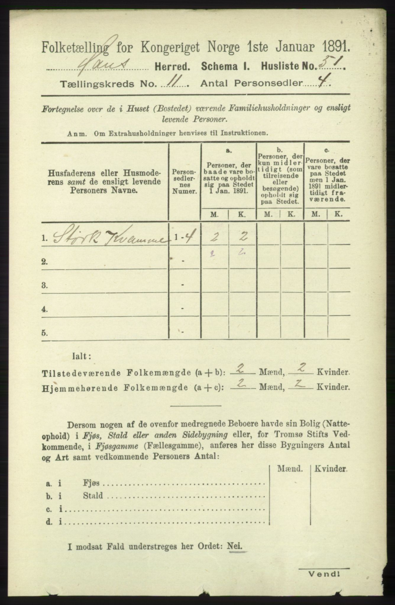 RA, Folketelling 1891 for 1250 Haus herred, 1891, s. 4318