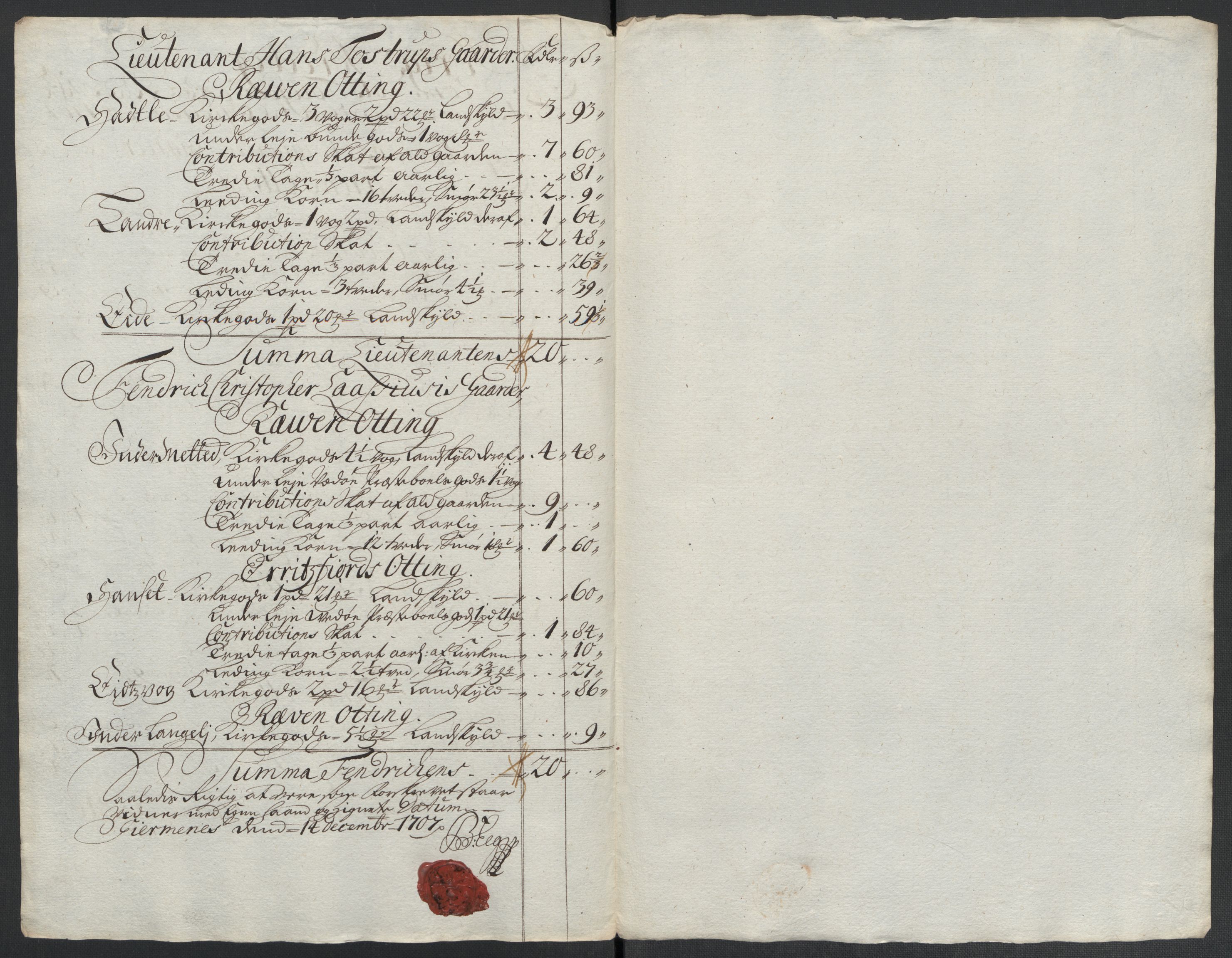 Rentekammeret inntil 1814, Reviderte regnskaper, Fogderegnskap, RA/EA-4092/R55/L3658: Fogderegnskap Romsdal, 1707-1708, s. 125