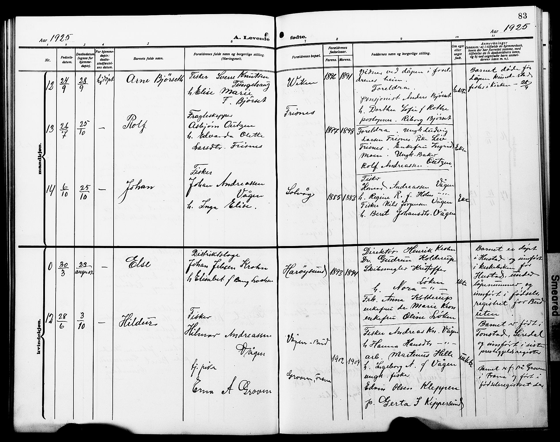 Ministerialprotokoller, klokkerbøker og fødselsregistre - Møre og Romsdal, AV/SAT-A-1454/566/L0774: Klokkerbok nr. 566C03, 1910-1929, s. 83