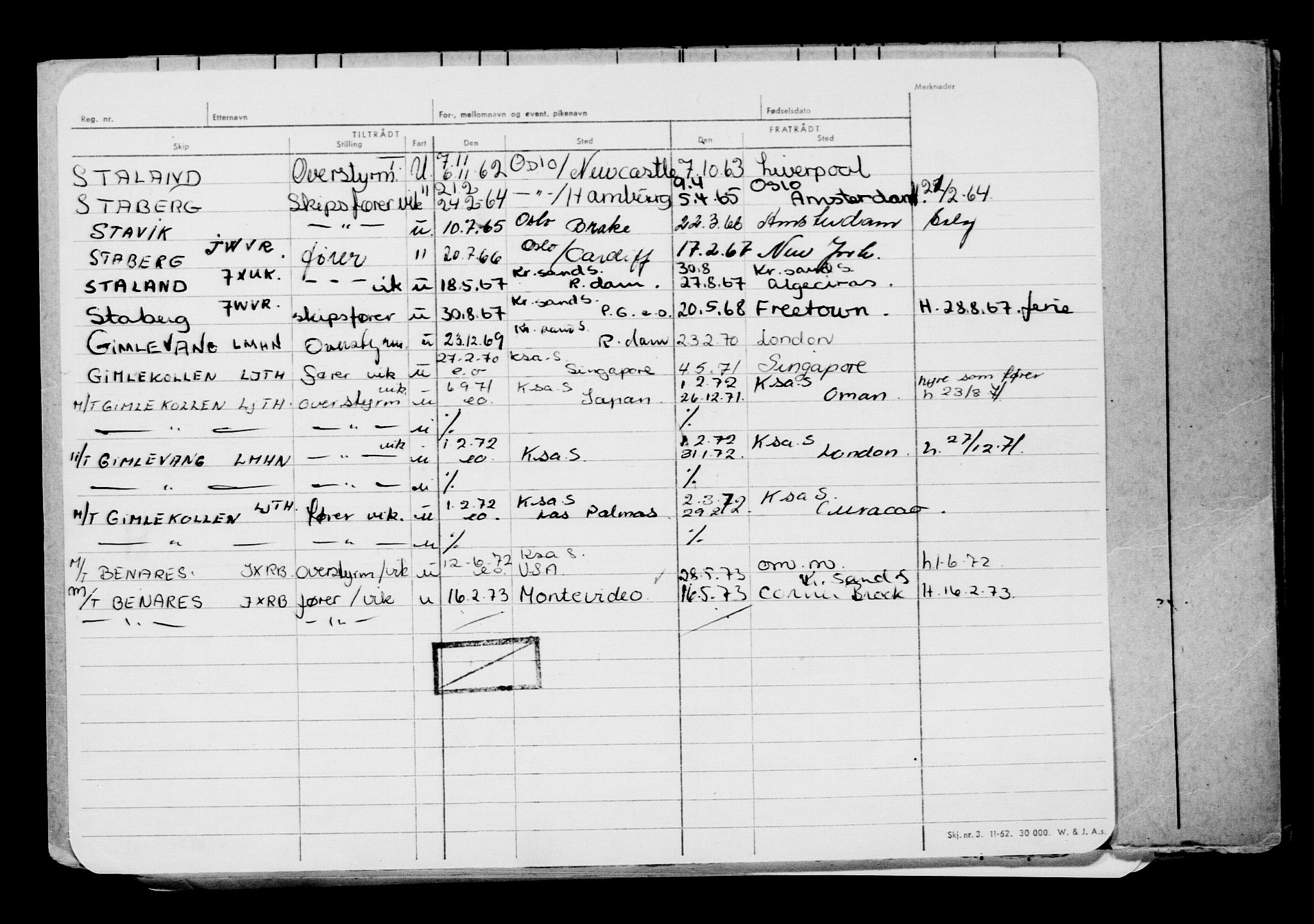 Direktoratet for sjømenn, RA/S-3545/G/Gb/L0164: Hovedkort, 1918, s. 59