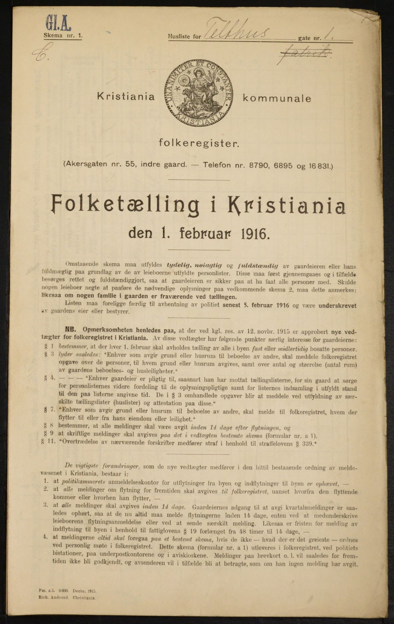 OBA, Kommunal folketelling 1.2.1916 for Kristiania, 1916, s. 110502