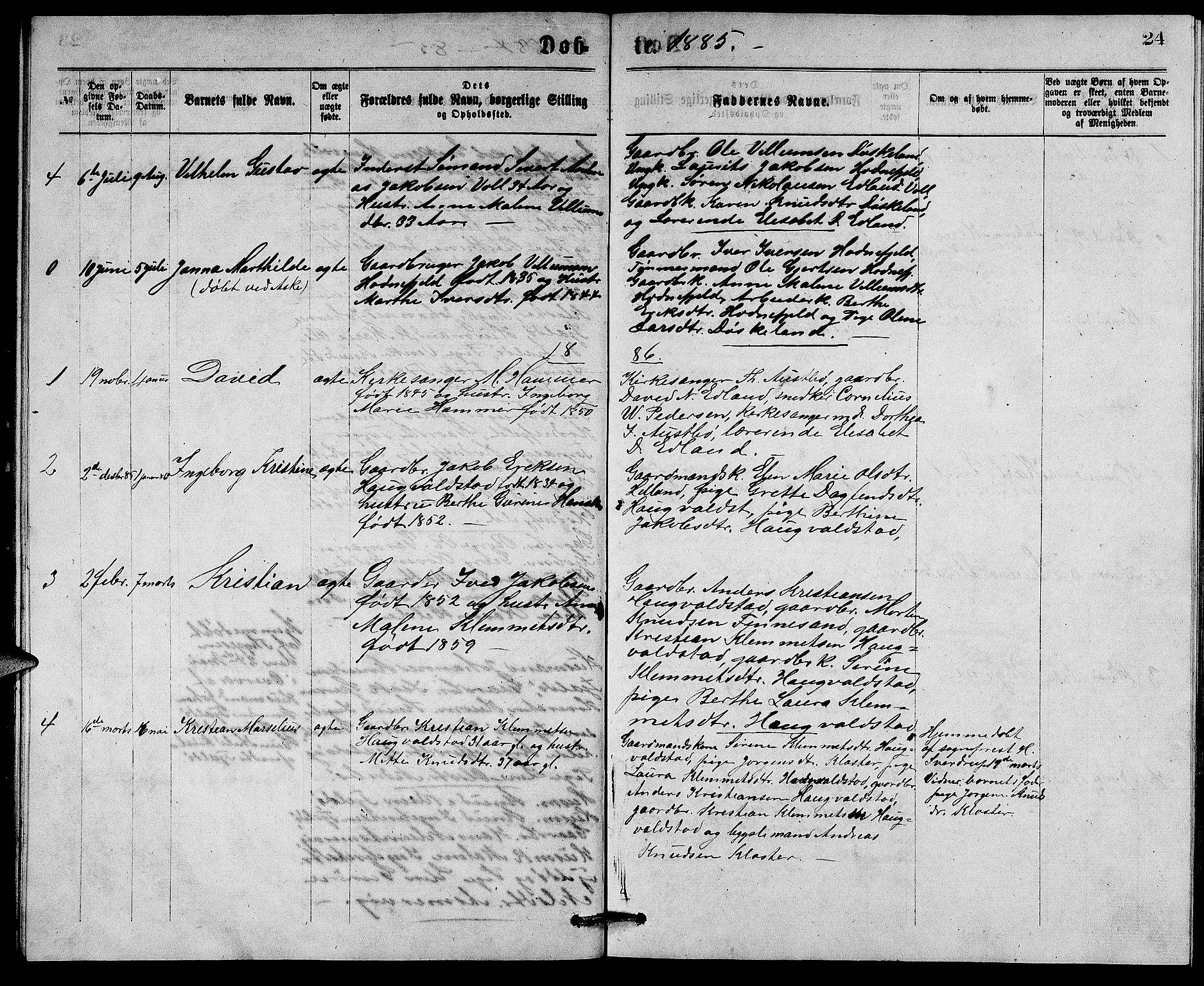 Rennesøy sokneprestkontor, AV/SAST-A -101827/H/Ha/Hab/L0004: Klokkerbok nr. B 4, 1870-1889, s. 24