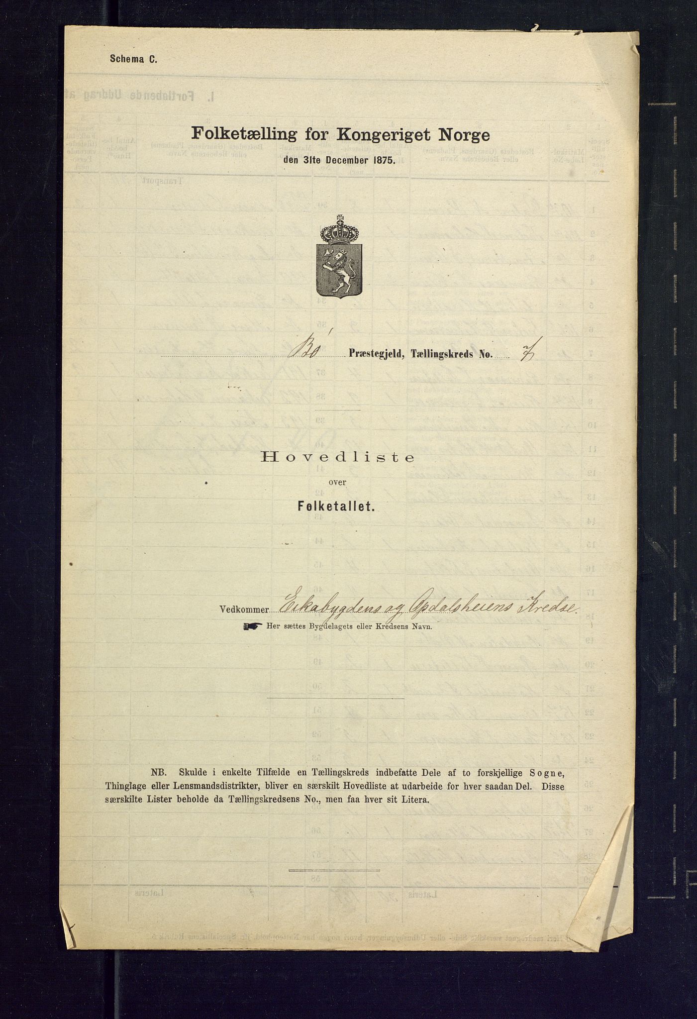 SAKO, Folketelling 1875 for 0821P Bø prestegjeld, 1875, s. 29