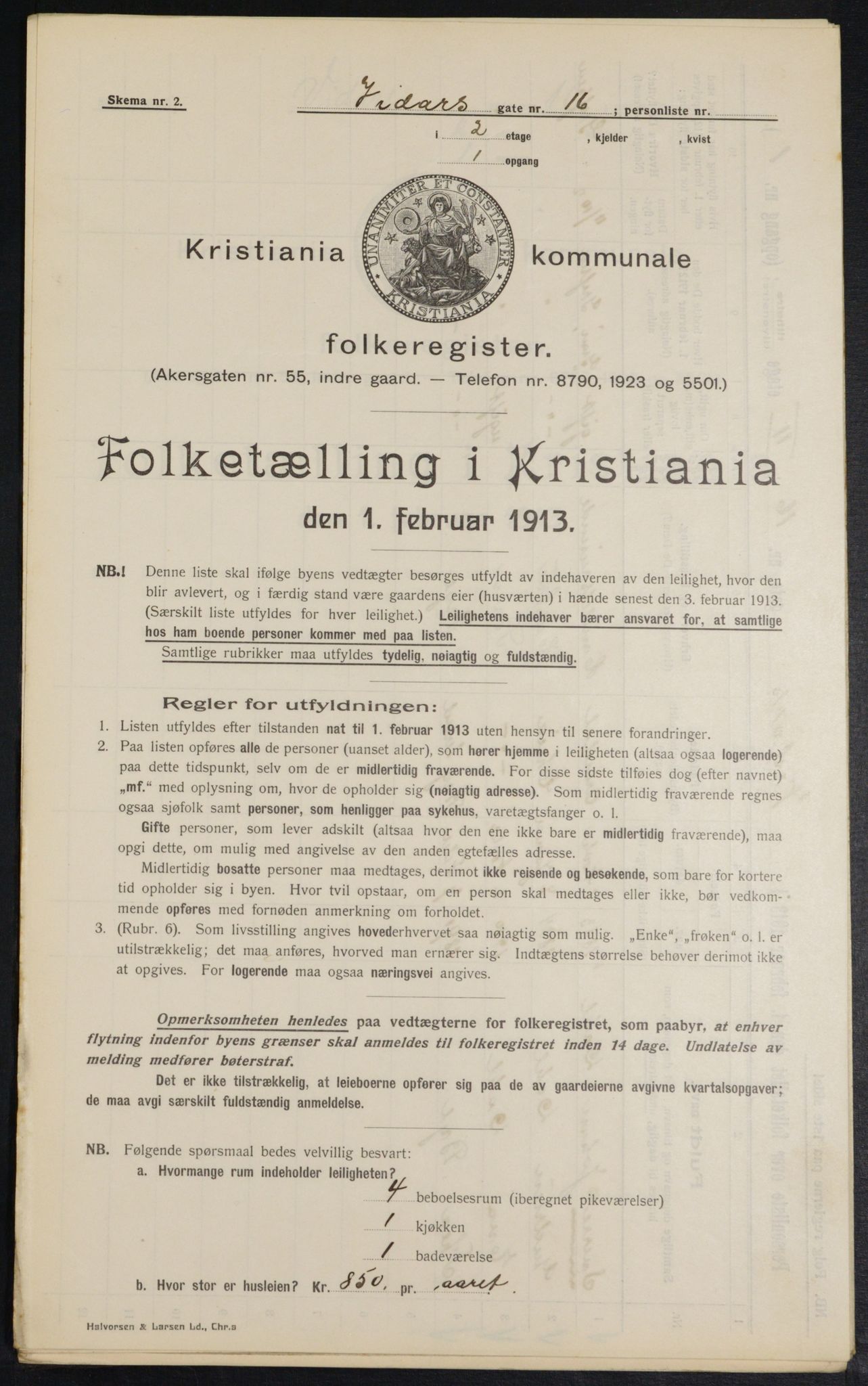 OBA, Kommunal folketelling 1.2.1913 for Kristiania, 1913, s. 123532