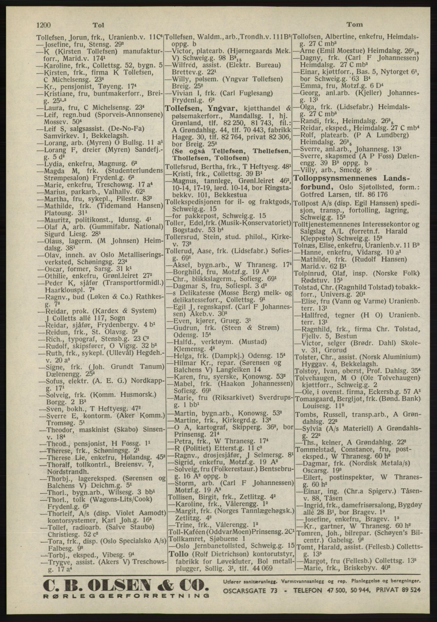 Kristiania/Oslo adressebok, PUBL/-, 1945, s. 1196