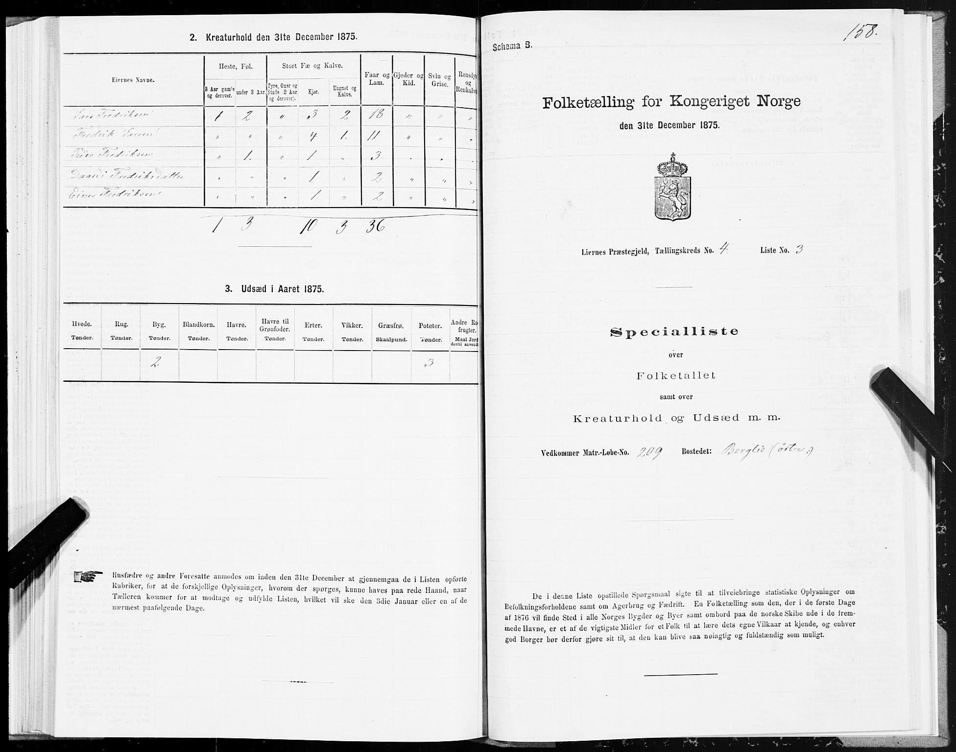 SAT, Folketelling 1875 for 1737P Lierne prestegjeld, 1875, s. 1158