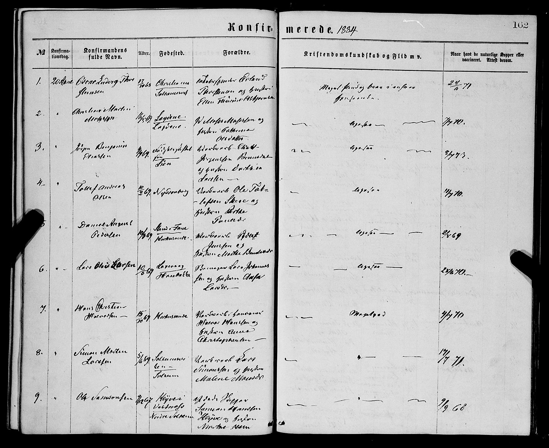 St. Jørgens hospital og Årstad sokneprestembete, AV/SAB-A-99934: Ministerialbok nr. A 8, 1864-1886, s. 162