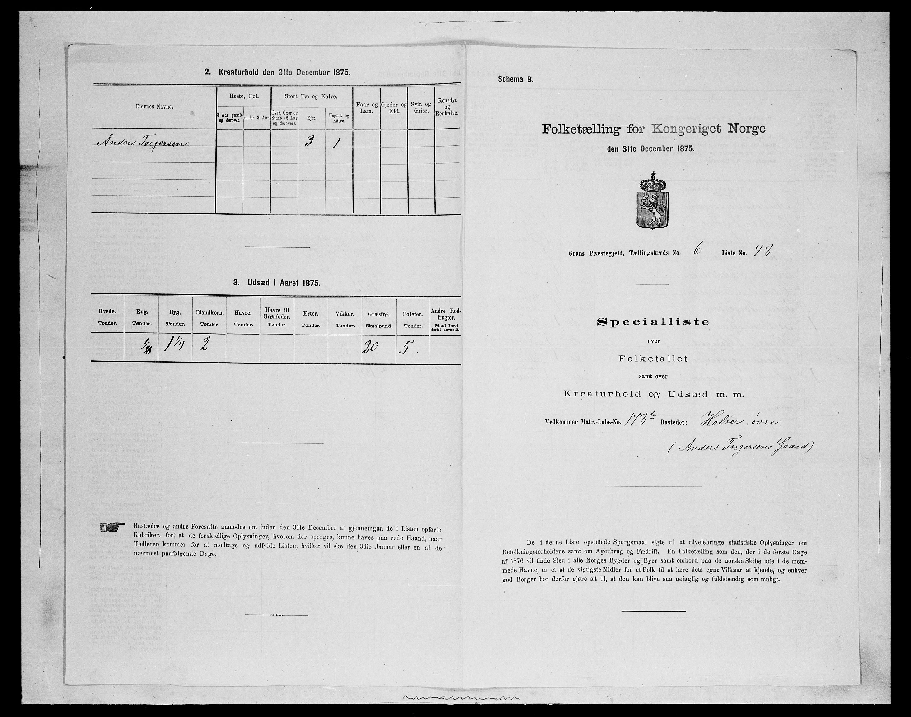 SAH, Folketelling 1875 for 0534P Gran prestegjeld, 1875, s. 1115