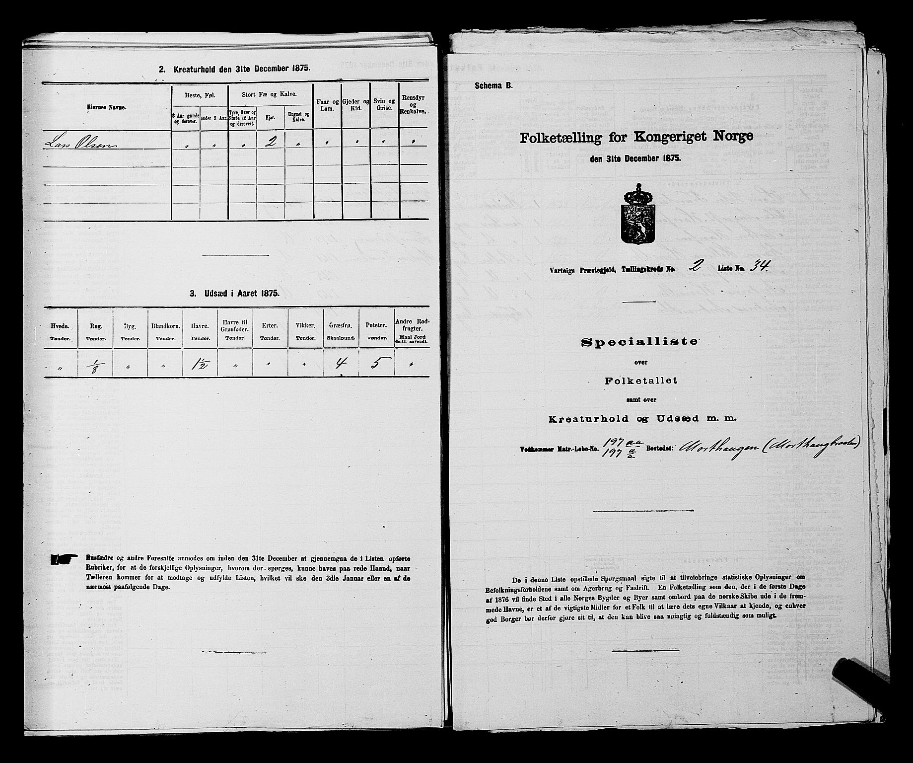 RA, Folketelling 1875 for 0114P Varteig prestegjeld, 1875, s. 272