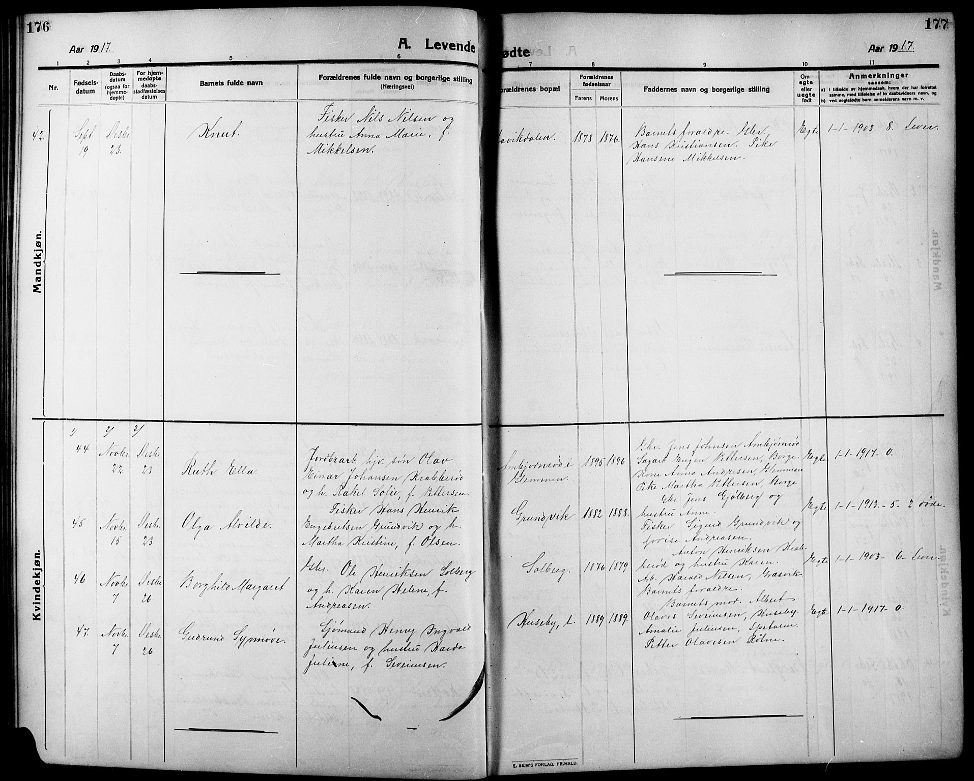 Onsøy prestekontor Kirkebøker, AV/SAO-A-10914/G/Ga/L0003: Klokkerbok nr. I 3, 1910-1926, s. 176-177