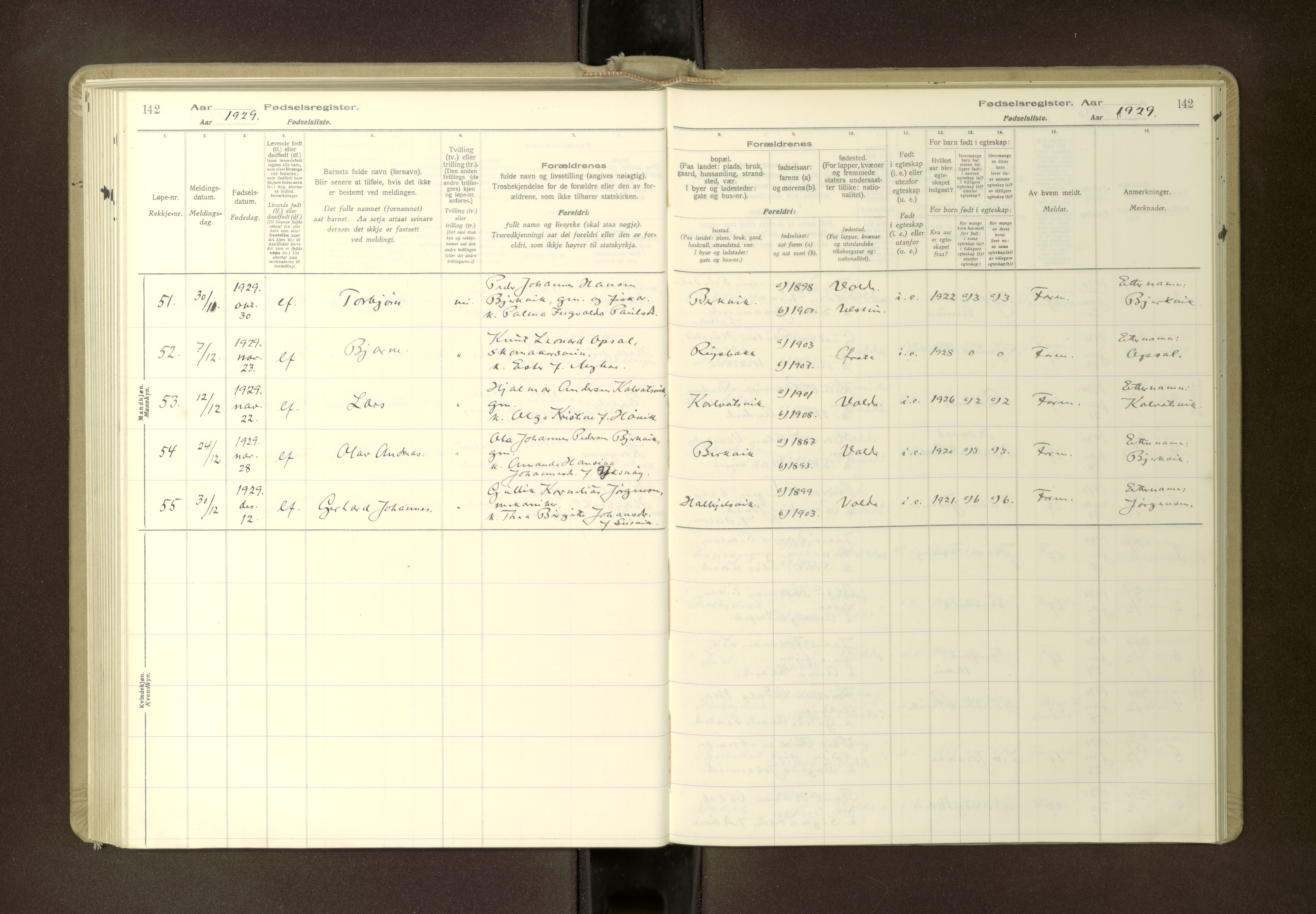 Ministerialprotokoller, klokkerbøker og fødselsregistre - Møre og Romsdal, AV/SAT-A-1454/511/L0165: Fødselsregister nr. 511---, 1916-1937, s. 142