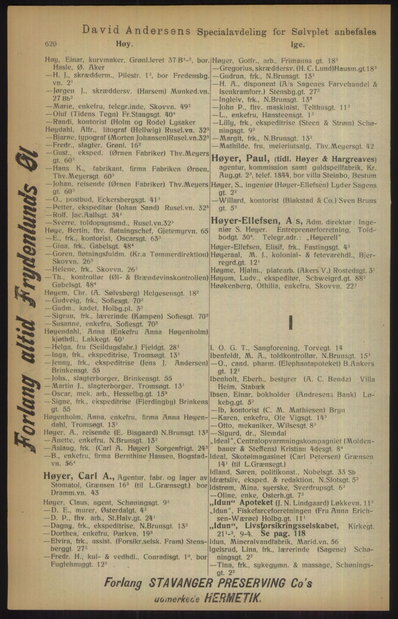 Kristiania/Oslo adressebok, PUBL/-, 1915, s. 620