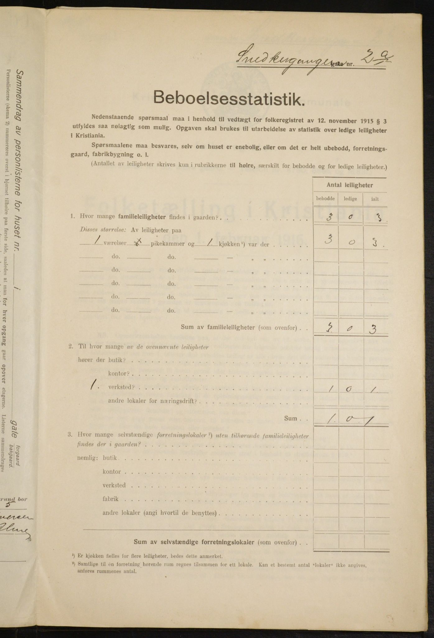 OBA, Kommunal folketelling 1.2.1916 for Kristiania, 1916, s. 100416