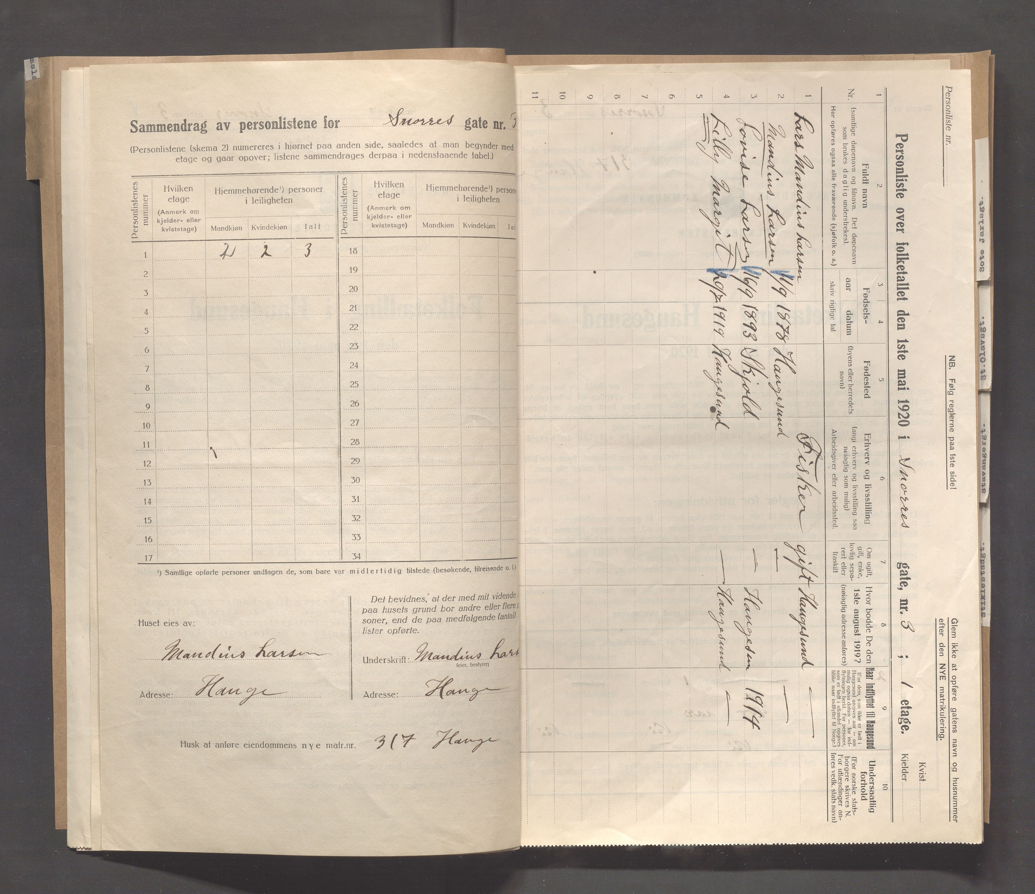 IKAR, Kommunal folketelling 1.5.1920 for Haugesund, 1920, s. 4048