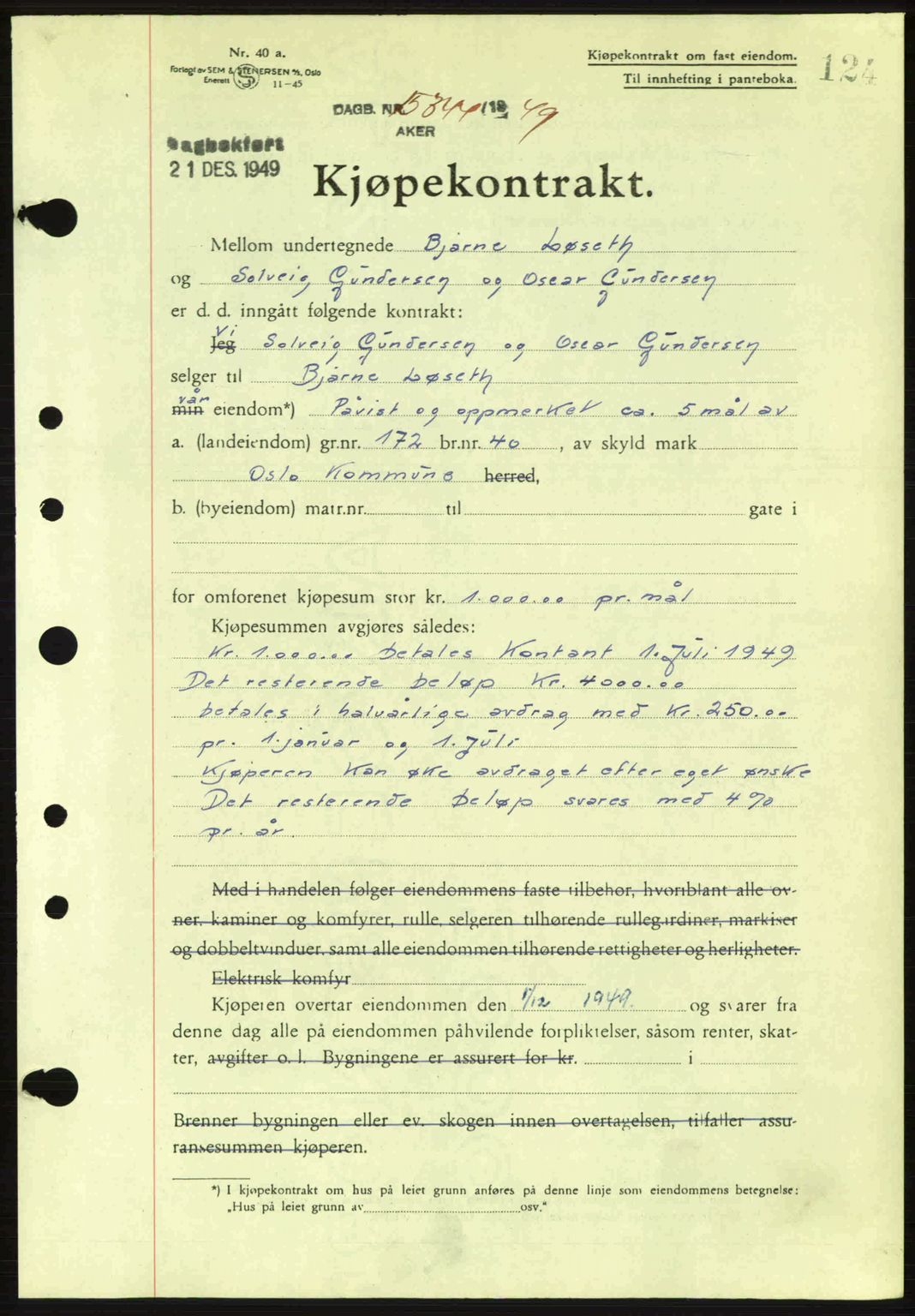 Oslo byskriverembete, AV/SAO-A-10227/G/Gb/Gbd/Gbda/L0017: Pantebok nr. A215, 1949-1950, Dagboknr: 15344/1949