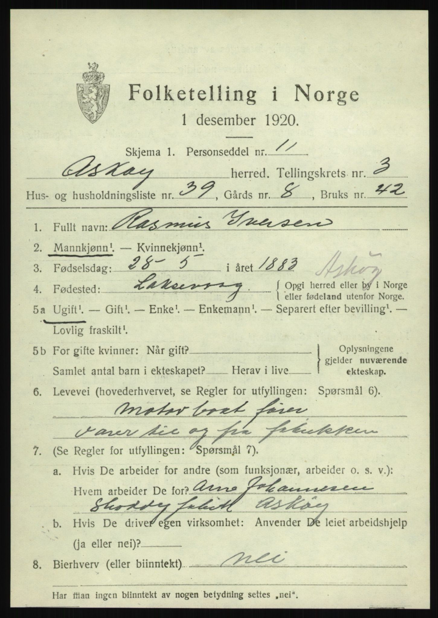 SAB, Folketelling 1920 for 1247 Askøy herred, 1920, s. 6880