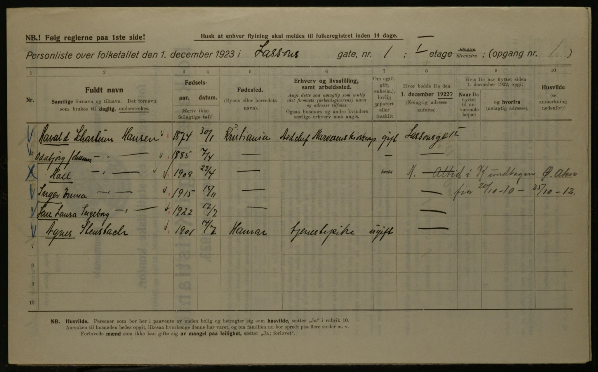 OBA, Kommunal folketelling 1.12.1923 for Kristiania, 1923, s. 63467